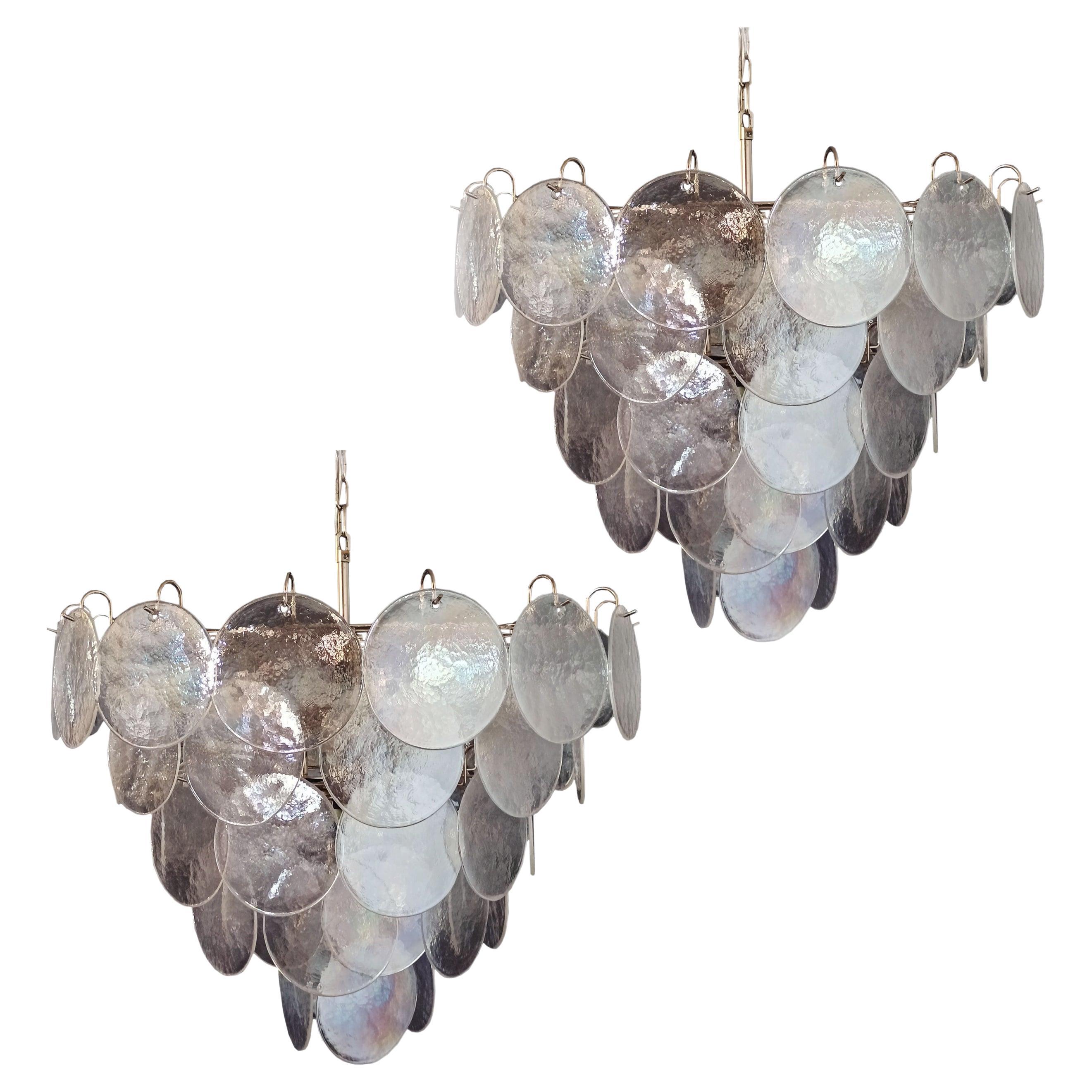Beautiful high quality Murano chandeliers space age - 57 iridescent glassess For Sale