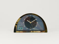 Hermoso reloj de mesa transparente de latón Hollywood Regency de Seiko Japón, años 80