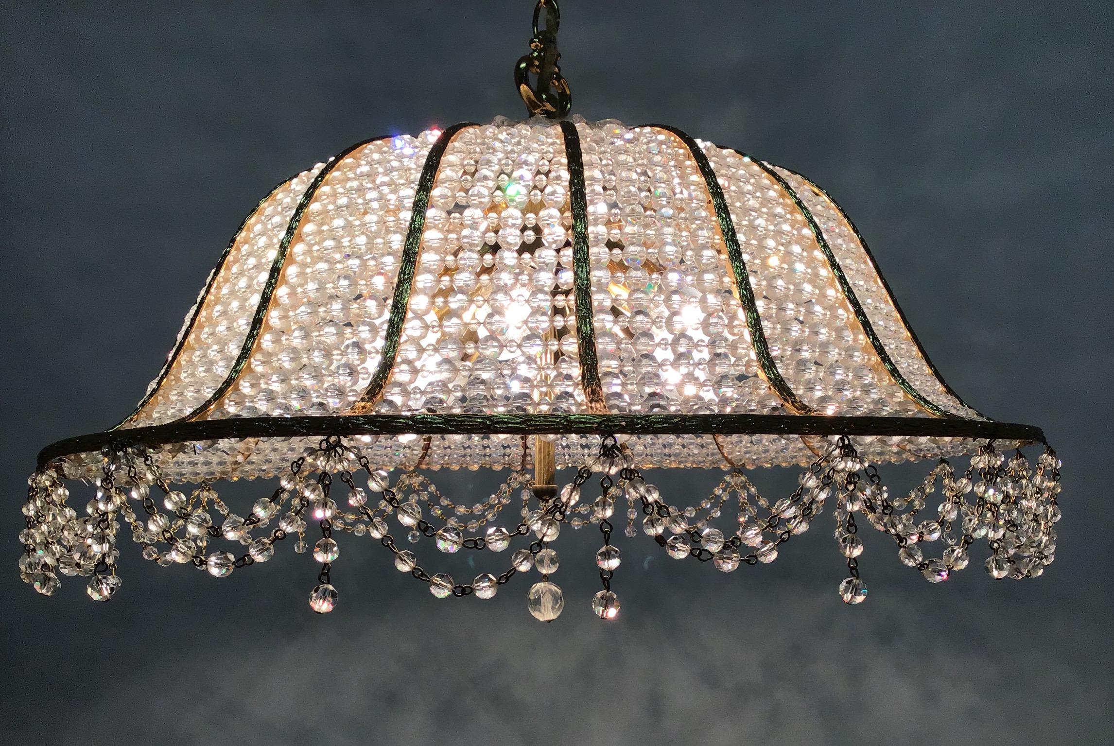 Mid-20th Century Gilt and Beaded Regency Style Chandelier by Palwa, Germany, circa 1960s For Sale