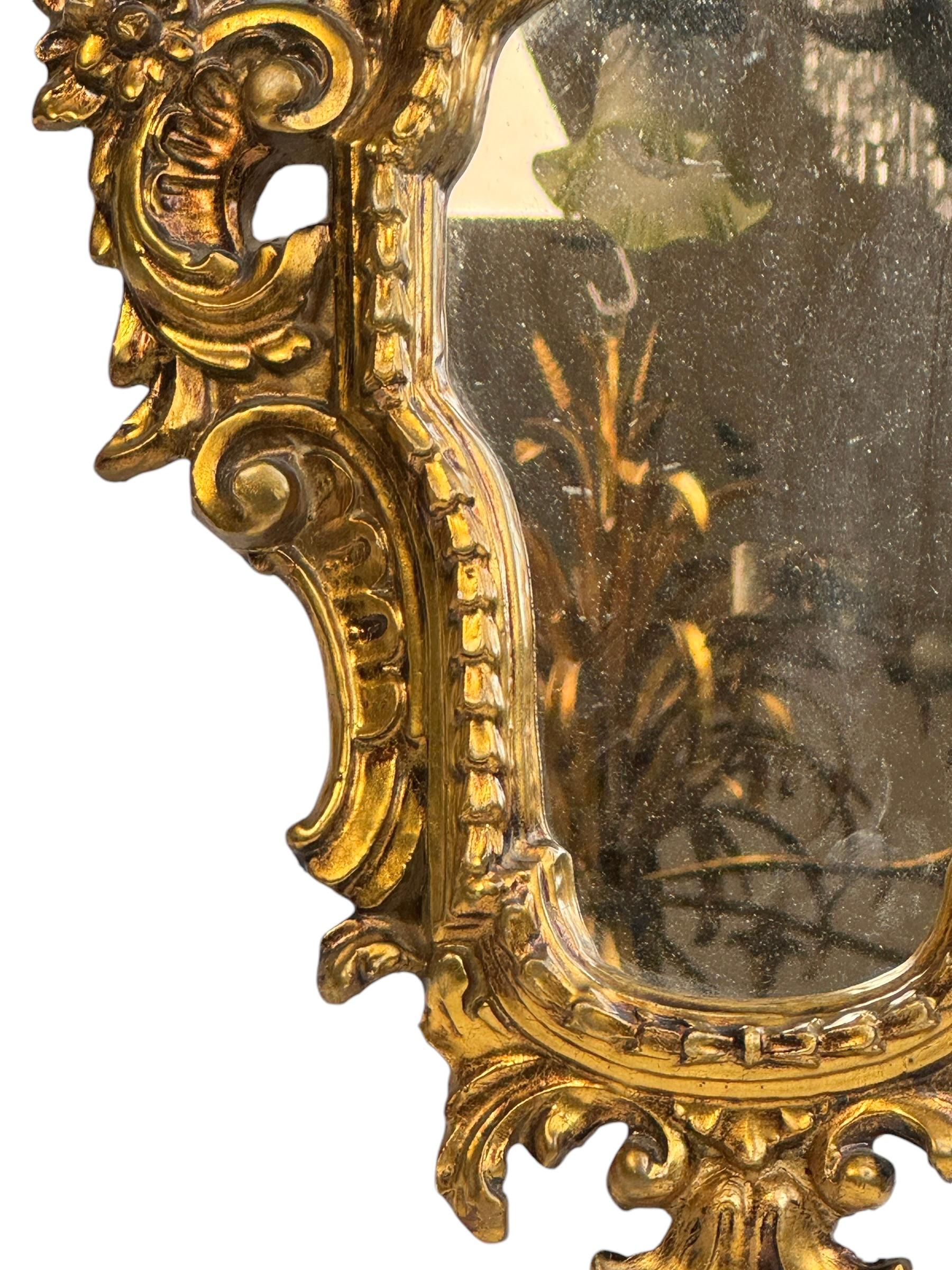 Beautiful Hollywood Regency Gilded Tole Toleware Vanity Mirror Vintage Italy For Sale 5