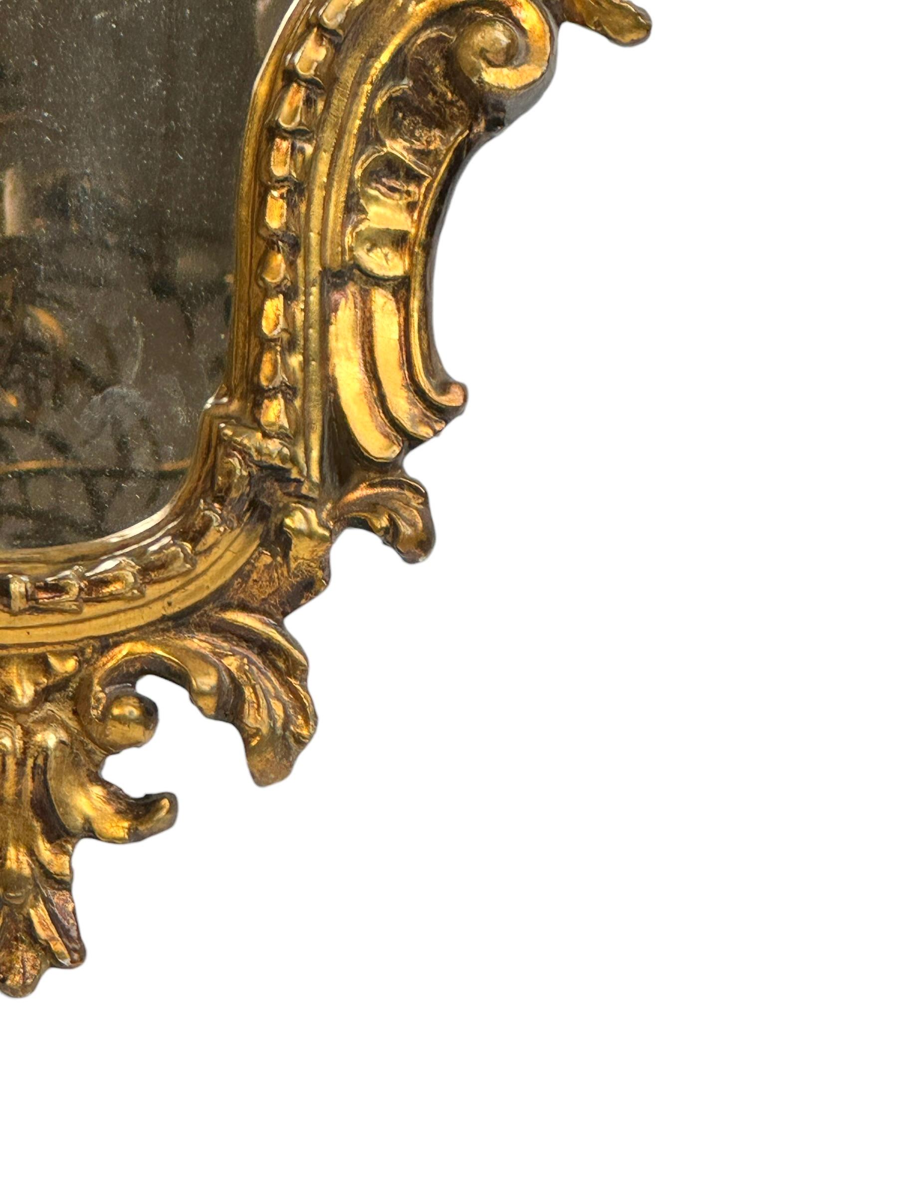 Beautiful Hollywood Regency Gilded Tole Toleware Vanity Mirror Vintage Italy In Good Condition For Sale In Nuernberg, DE