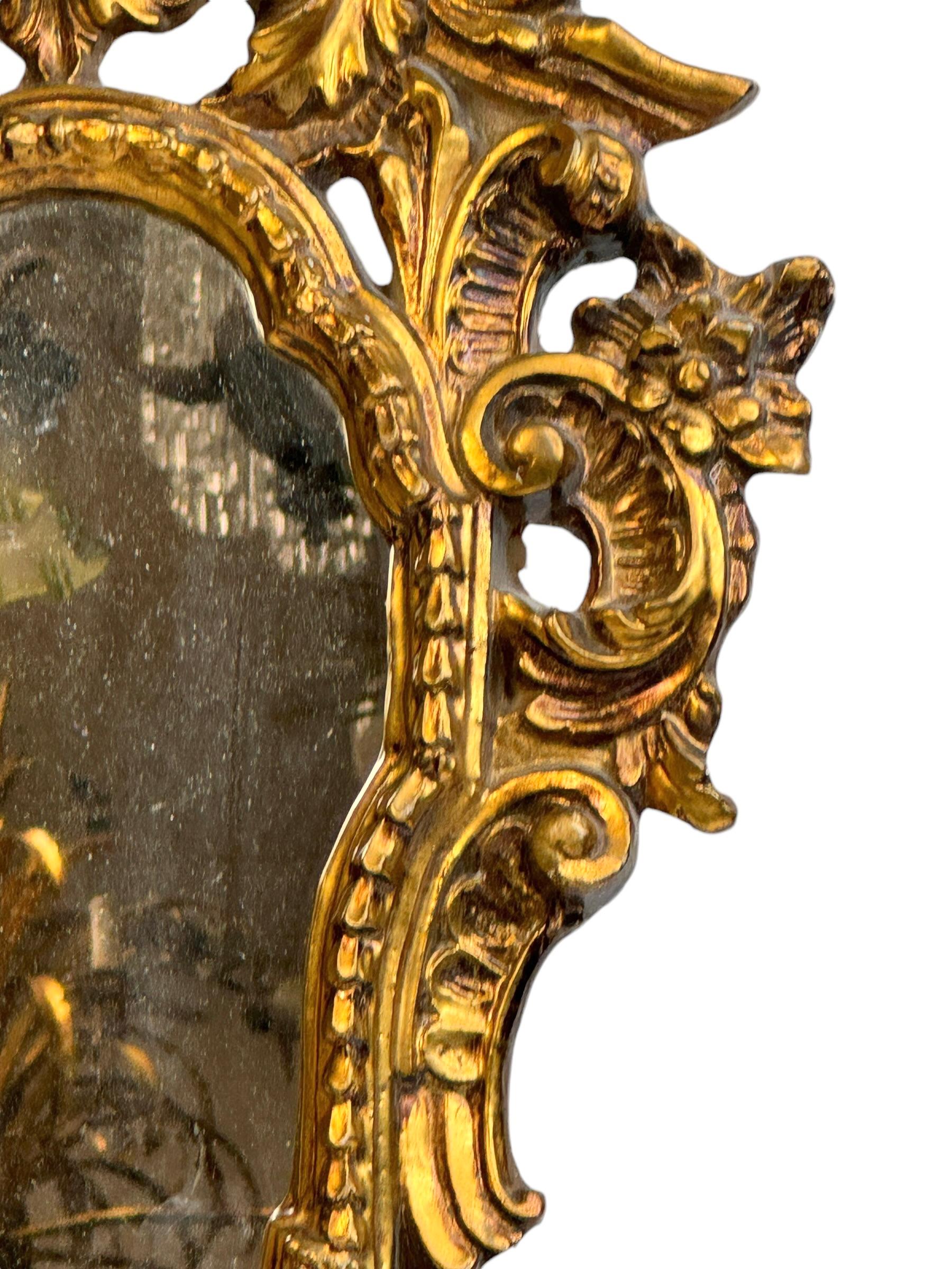 Mid-20th Century Beautiful Hollywood Regency Gilded Tole Toleware Vanity Mirror Vintage Italy For Sale