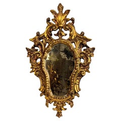 Precioso Espejo de tocador de Tole dorado Hollywood Regency Vintage Italia