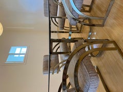 Beautiful Hollywood Regency Glass and Brass Dining Set