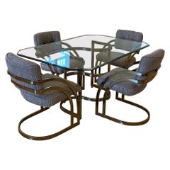 Beautiful Hollywood Regency Glass and Brass Dining Set