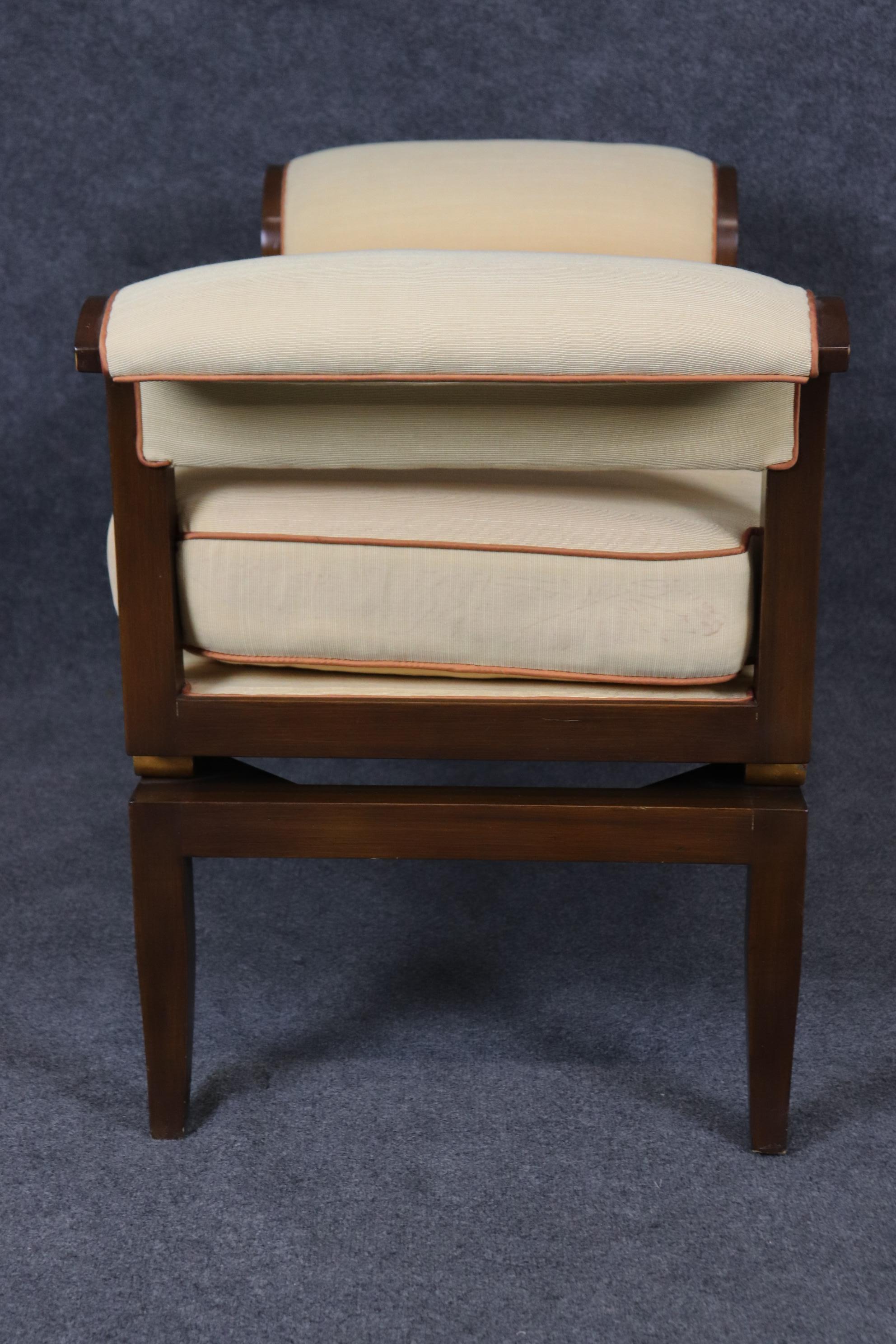 American Beautiful Hollywood Regency Gold Leaf Gilt and Solid Cherry Window Bench For Sale