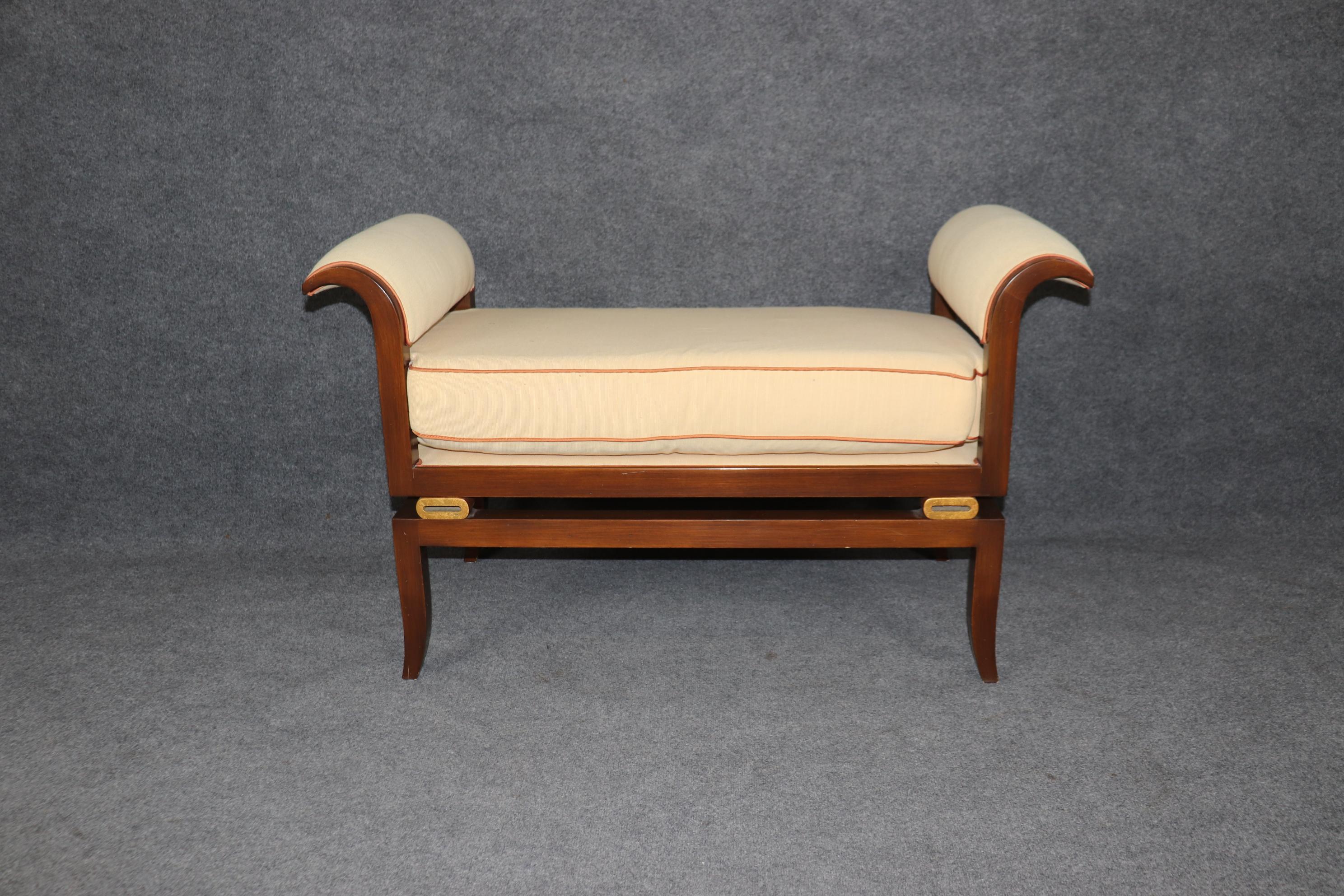 Mid-20th Century Beautiful Hollywood Regency Gold Leaf Gilt and Solid Cherry Window Bench For Sale