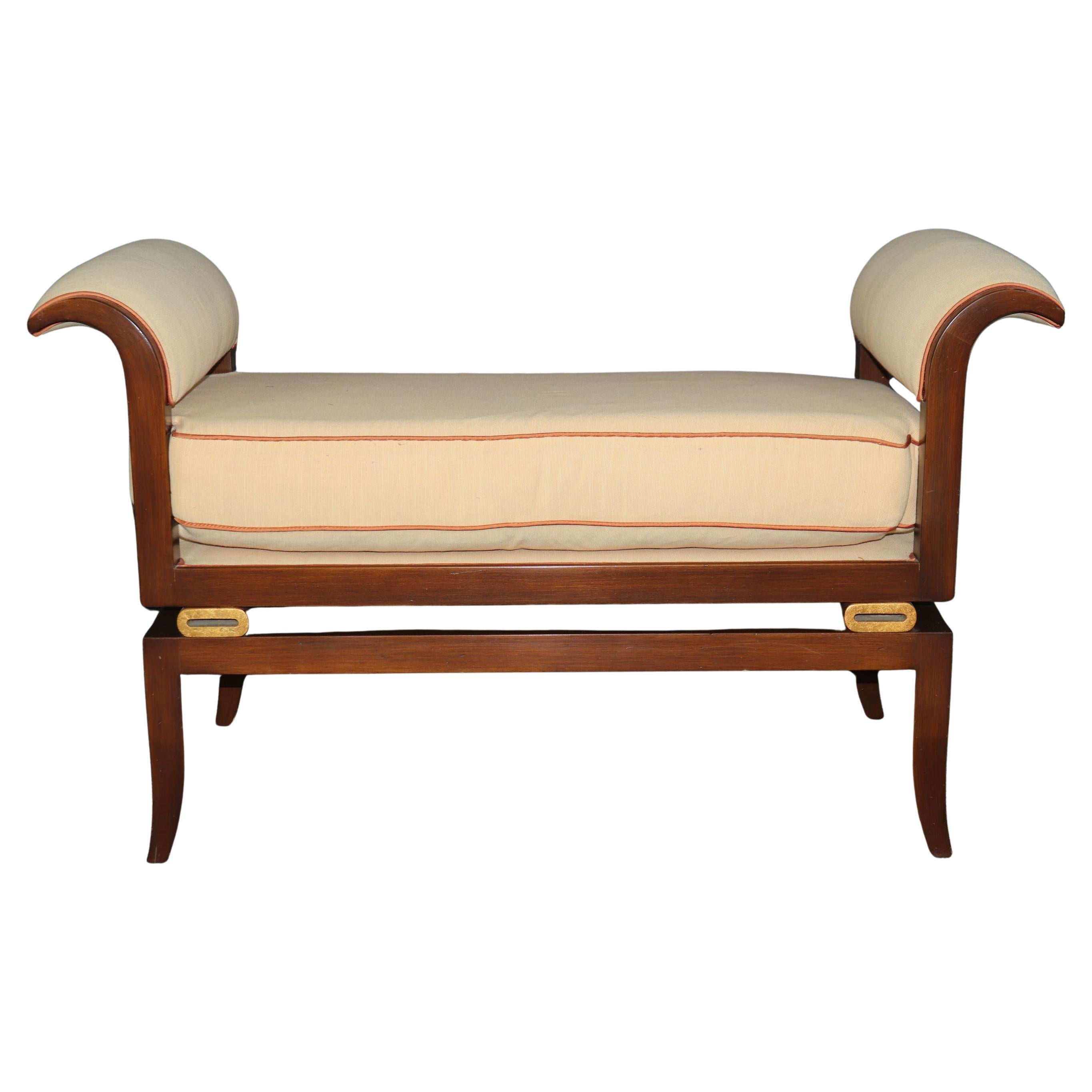 Beautiful Hollywood Regency Gold Leaf Gilt and Solid Cherry Window Bench