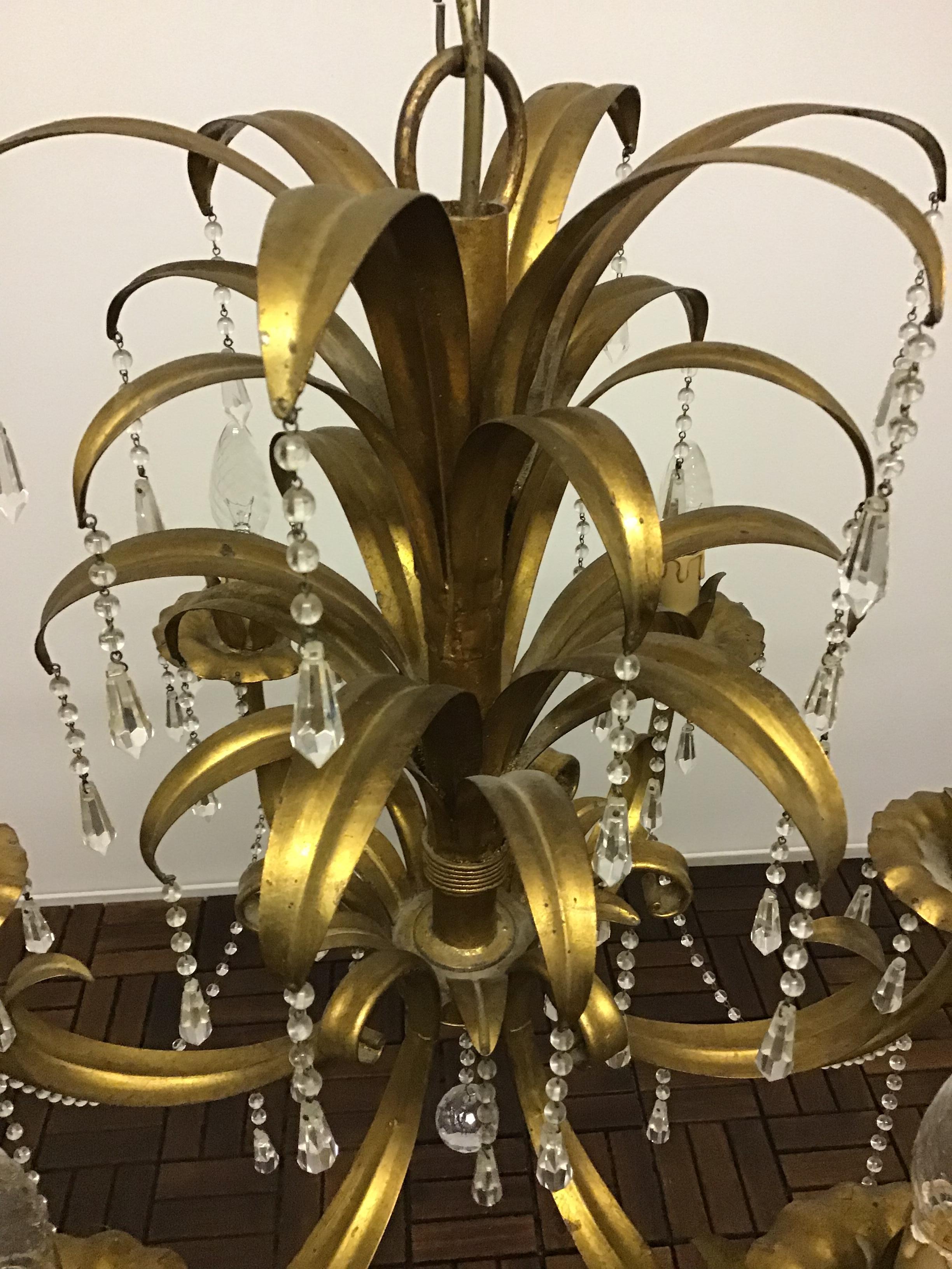 Mid-20th Century  Palm Tree Chandelier, Coco Chanel Style, circa 1960s