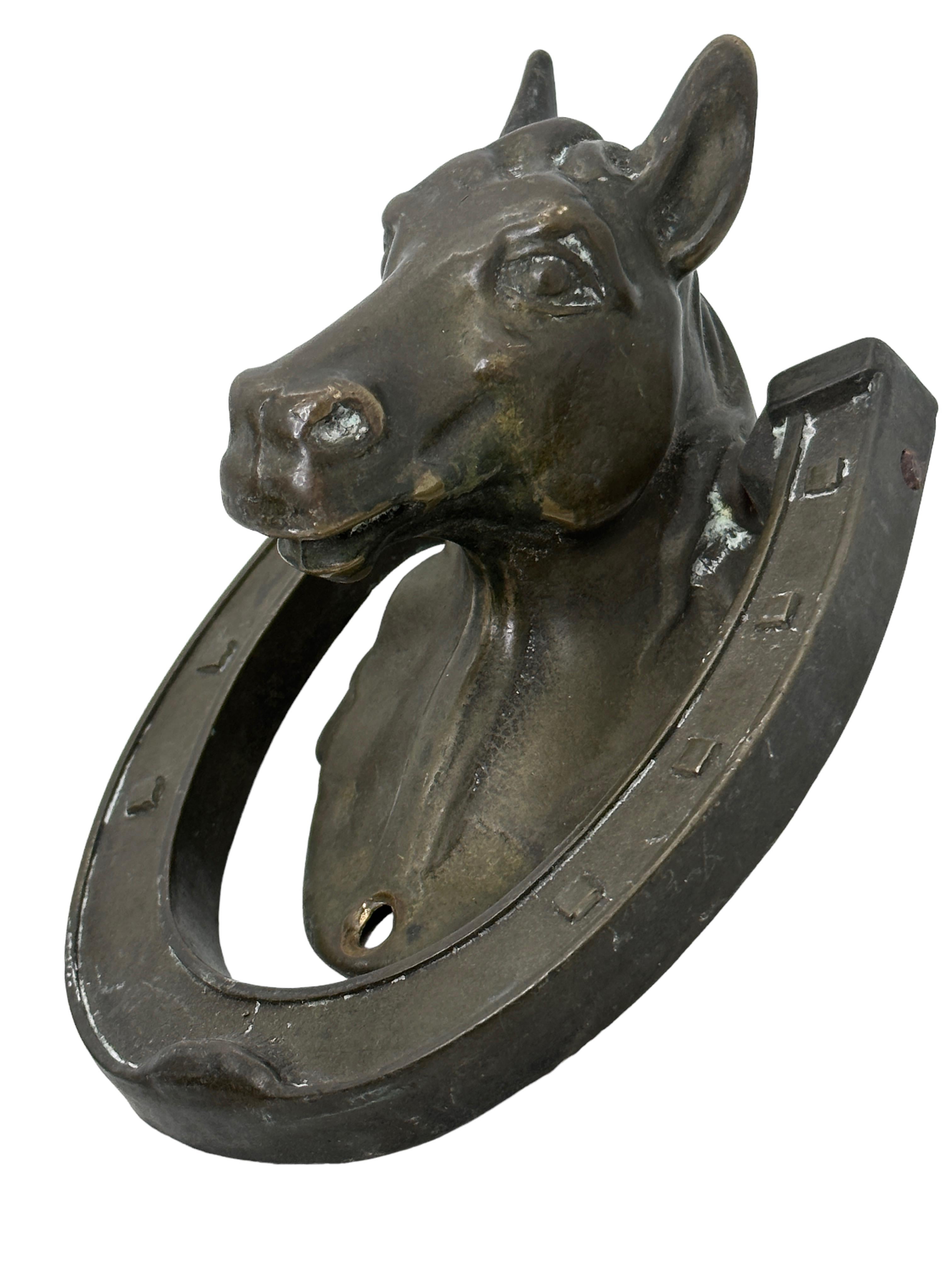 Austrian Beautiful Horse Head Door Knocker, Bronze, Austria, 19th Century
