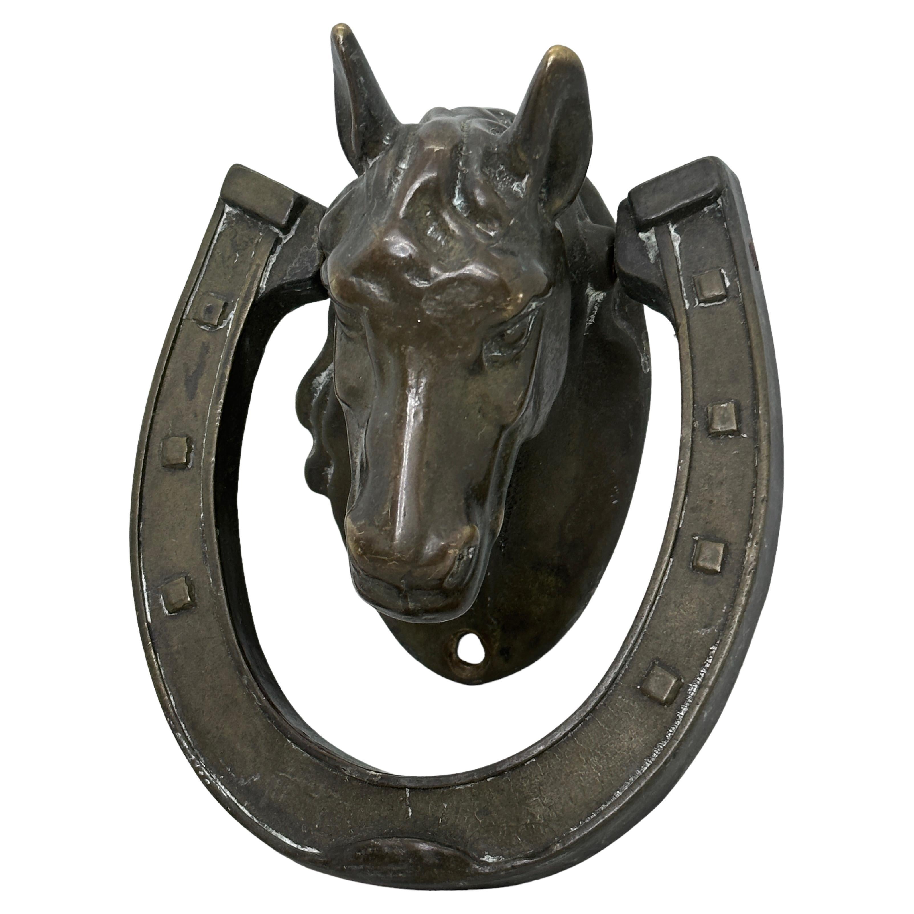 Beautiful Horse Head Door Knocker, Bronze, Austria, 19th Century