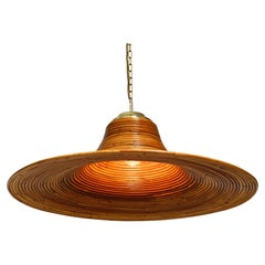 Beautiful huge 1970s Italian bamboo tulip pendant lamp Ø 75 cm Vivai del Sud