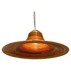 Beautiful huge 1970s Italian bamboo tulip pendant lamp  Ø 75 cm  Vivai del Sud