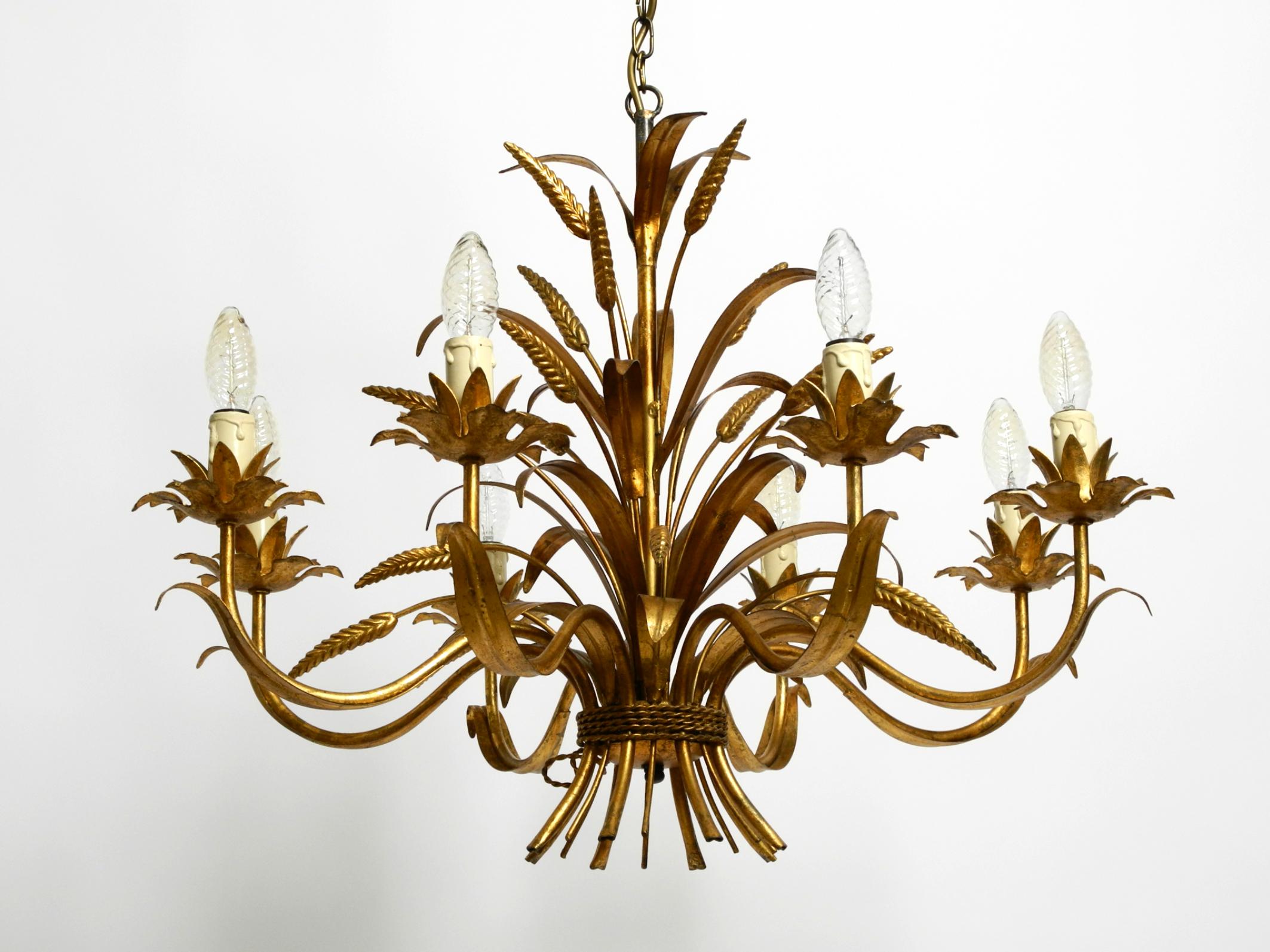 Beautiful huge 70s gold-plated 8-arm metal chandelier by Hans Kögl For Sale 9