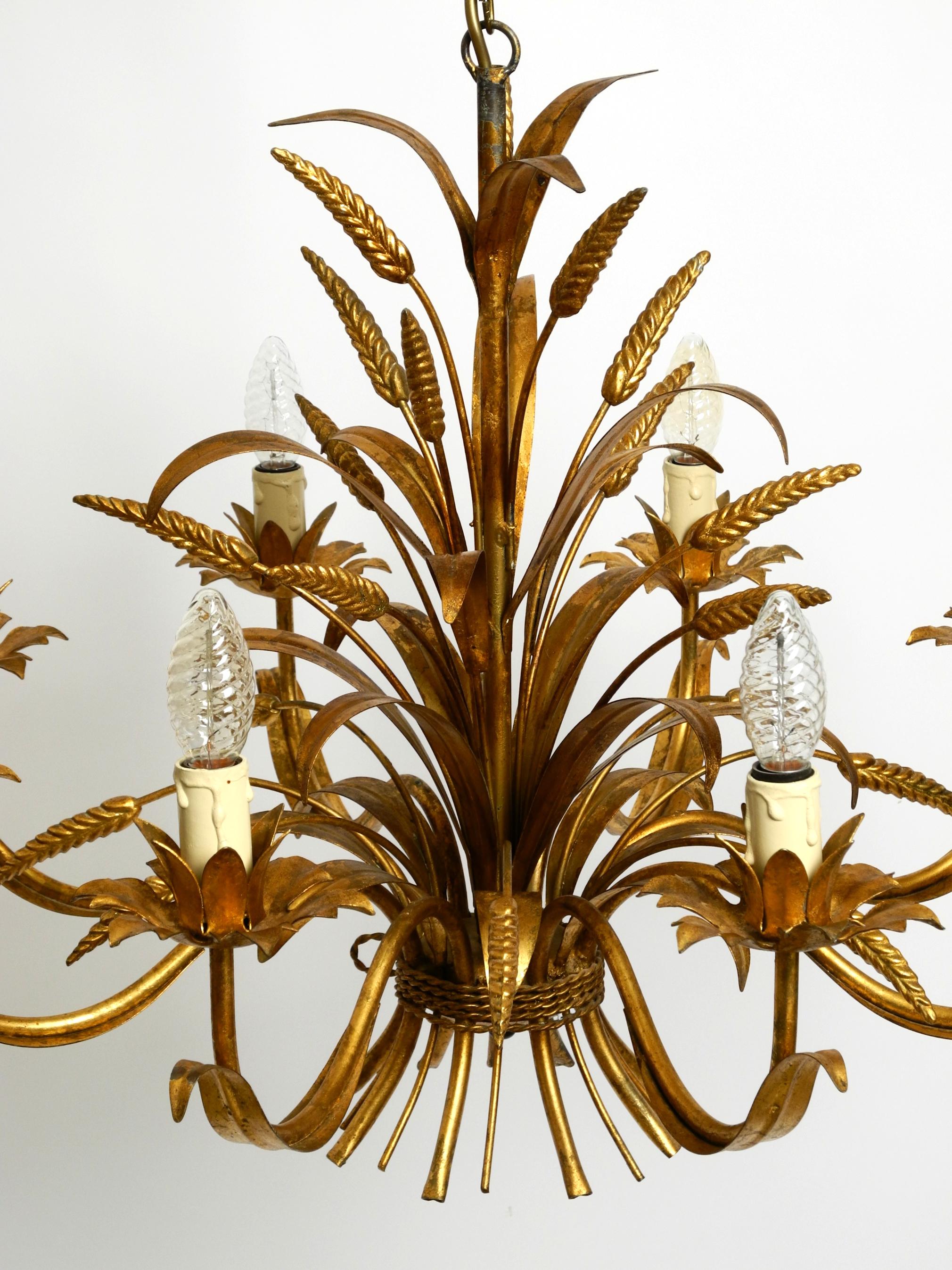 Late 20th Century Beautiful huge 70s gold-plated 8-arm metal chandelier by Hans Kögl For Sale