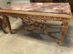 Beautiful Huge Antique, French Marble-Top Gilt Table, Vintage, Very Rare