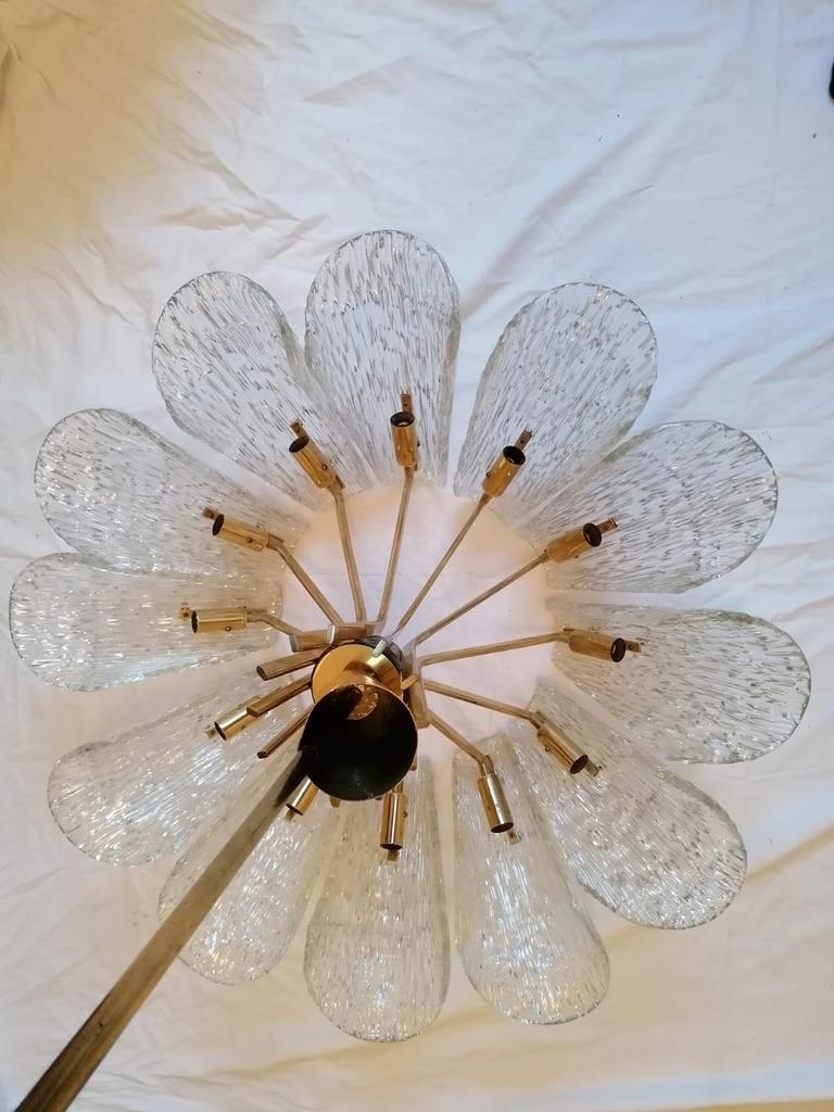 Beautiful Huge Chandelier with Textured Glass by J. T. Kalmar In Good Condition For Sale In Vienna, AT