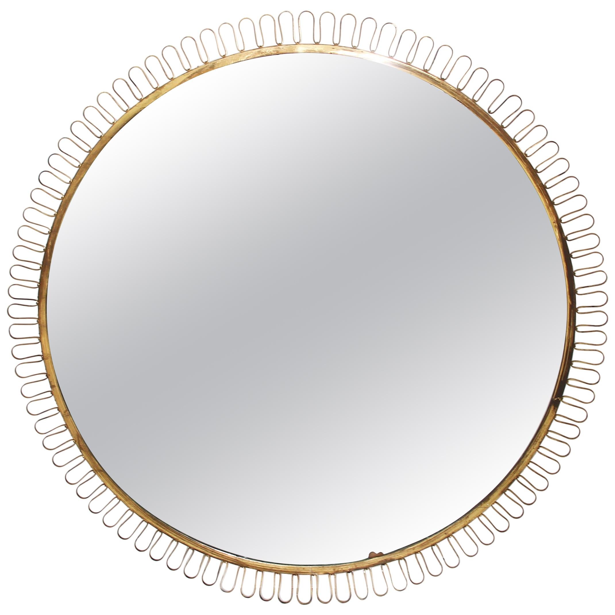 Beautiful Huge Round Wall Mirror Attributed to Josef Frank for Svenkt Tenn