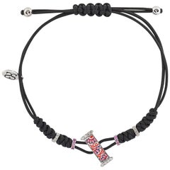 Bracciale alla moda Lettera I Oro bianco Diamanti rosa Zaffiri Micromosaico