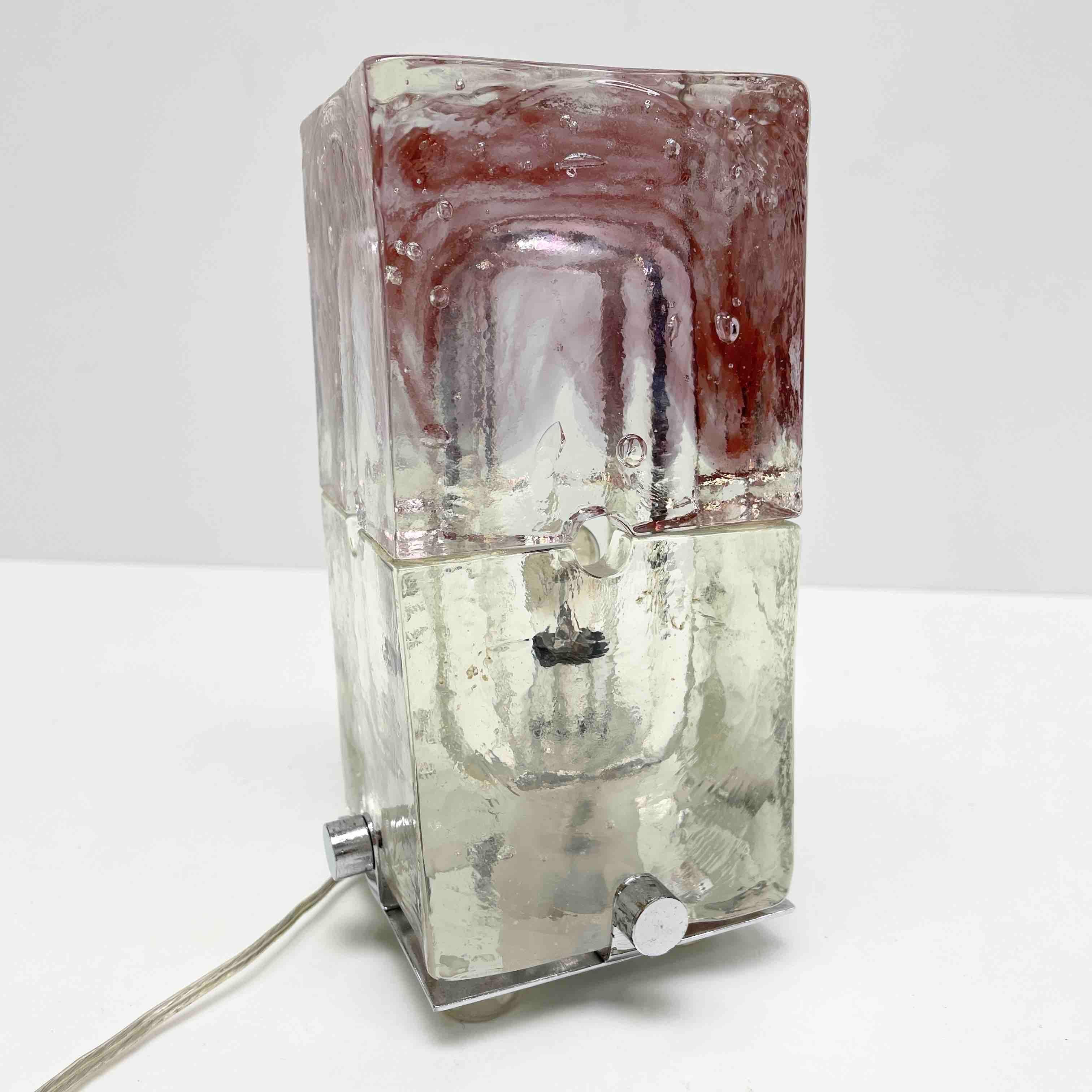 Beautiful Ice Block Table Lamp, Italy, 1970s In Good Condition In Nuernberg, DE