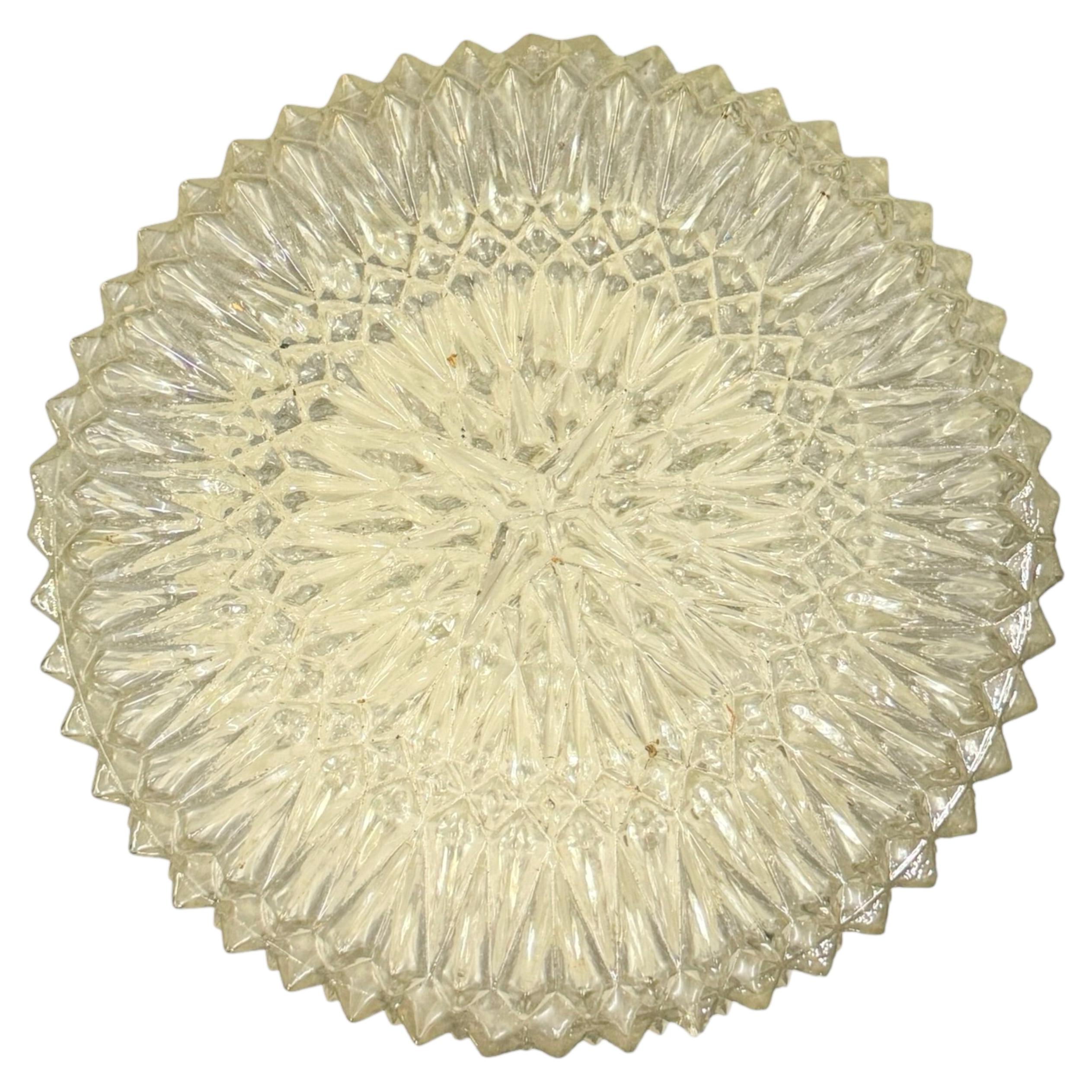 Beautiful Ice Star Pattern Flush Mount Ceiling Light Germany, 1960s For Sale