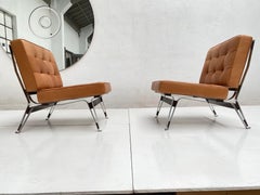 Beautiful Ico Parisi '856' Leather Lounge Chairs, Cassina, 1957