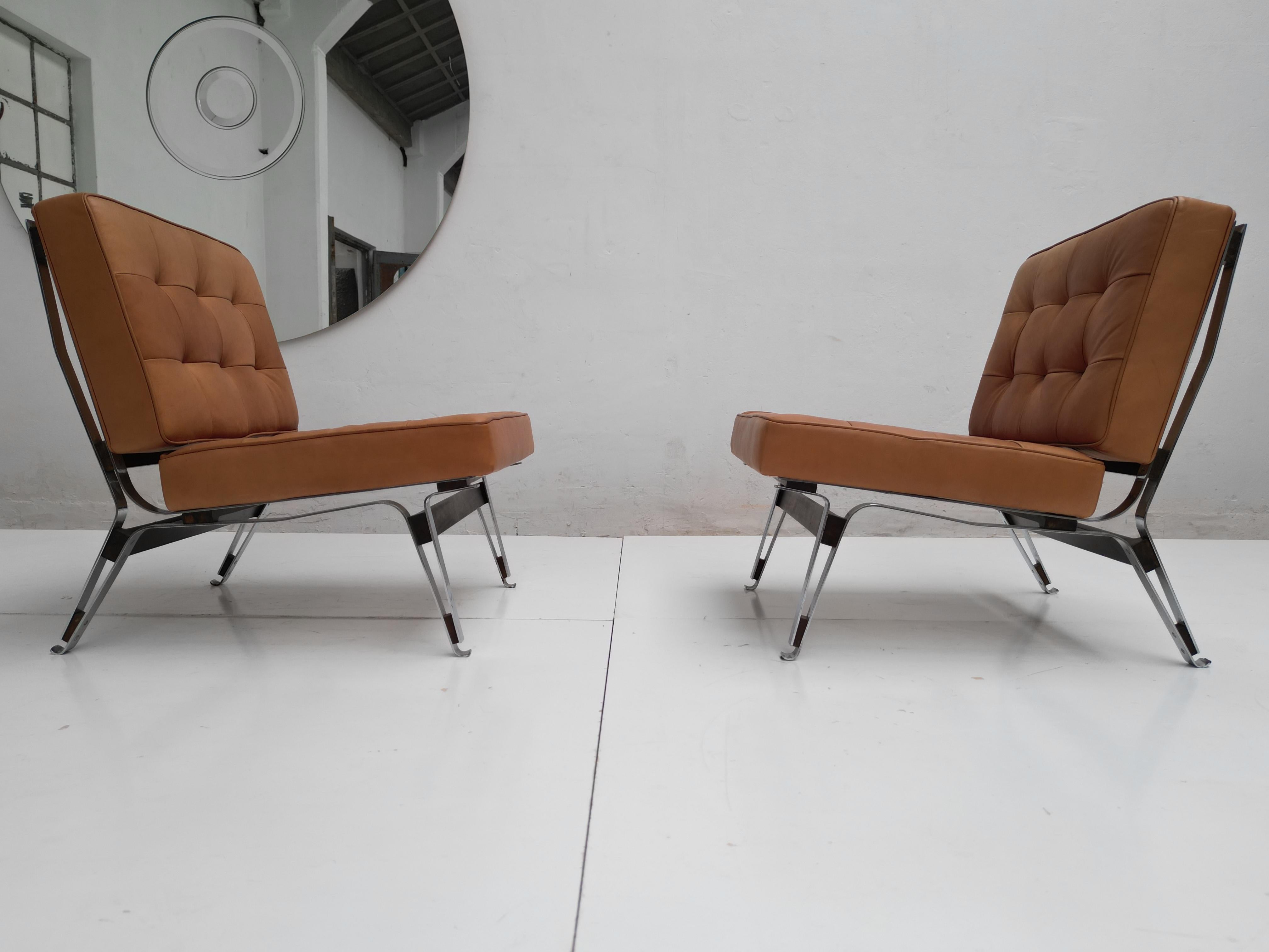 Mid-20th Century Beautiful Ico Parisi '856' Leather Lounge Chairs, Cassina, 1957