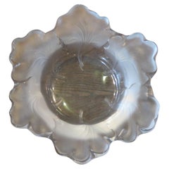 Beautiful Important Estate Large Lalique France Leaf Etched Centerpiece Bowl