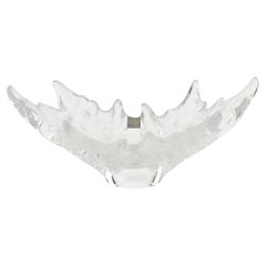 Magnifique grand bol Lalique France gravé en feuilles des Champs Élysées
