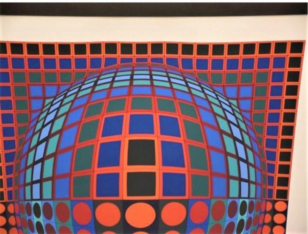 French Beautiful Important Original Artist Proof Framed 3D Victor Vasarely Serigraph For Sale