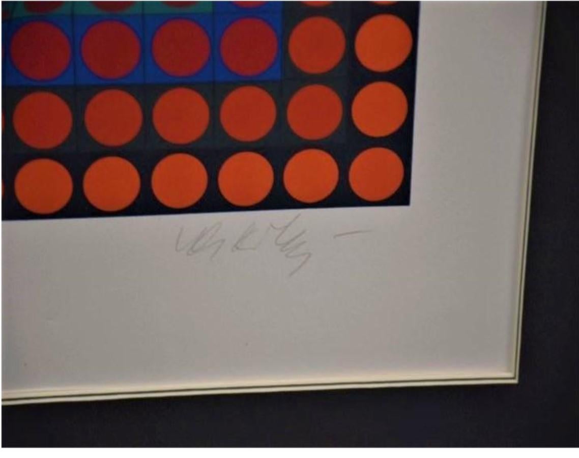 Beautiful Important Original Artist Proof Framed 3D Victor Vasarely Serigraph In Fair Condition For Sale In New York, NY