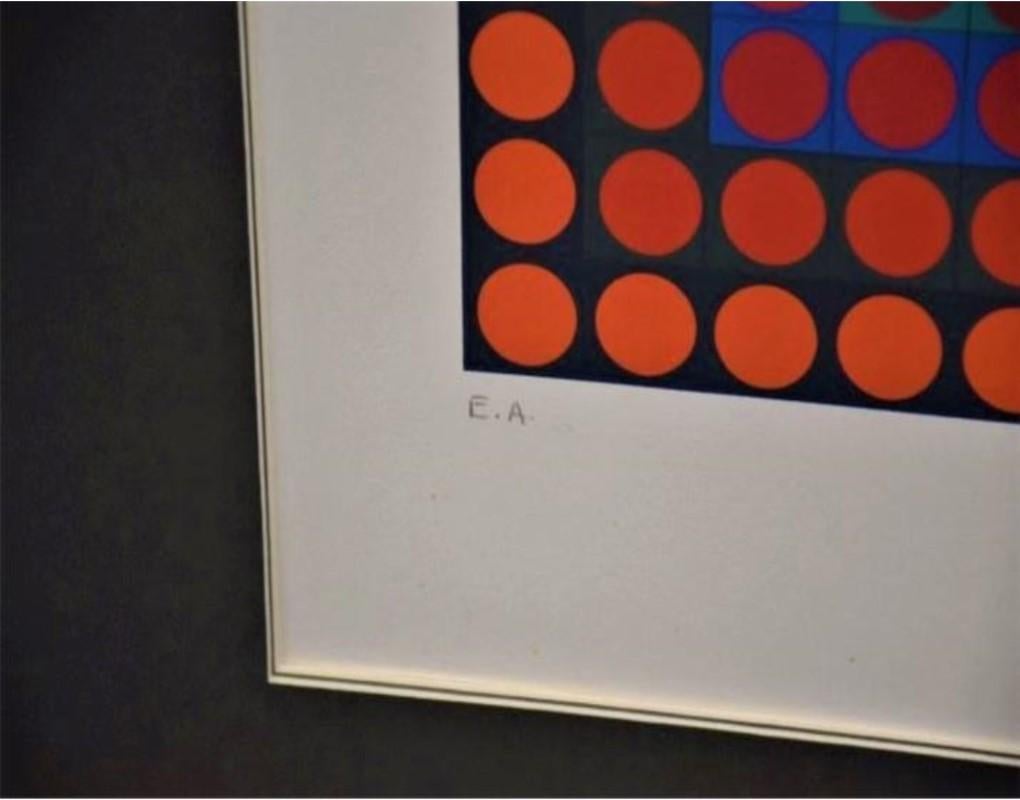 20th Century Beautiful Important Original Artist Proof Framed 3D Victor Vasarely Serigraph For Sale