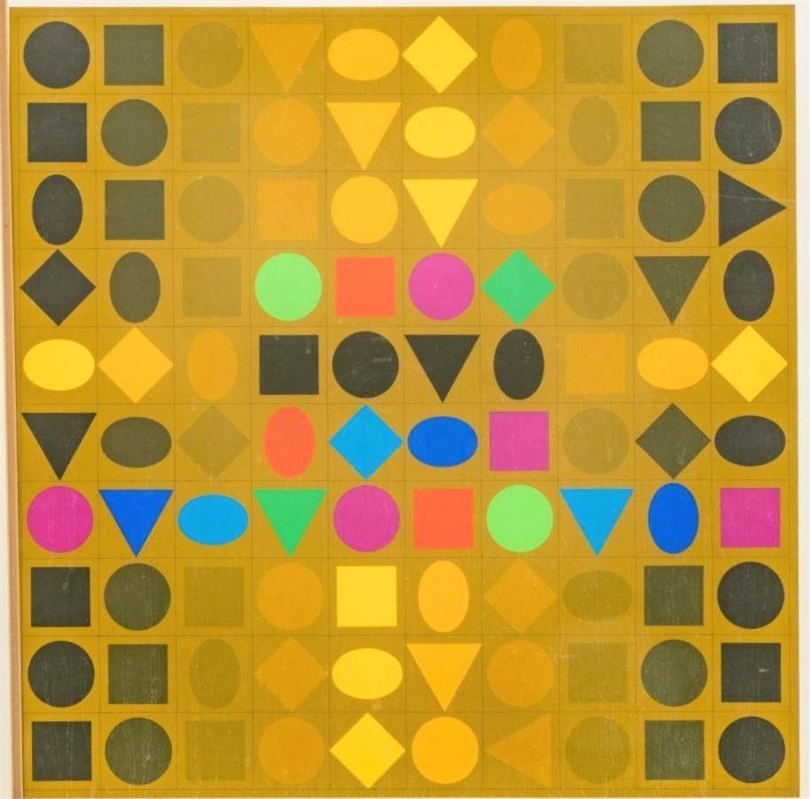 French Beautiful Important Signed Numbered Framed 3D Victor Vasarely Serigraph For Sale