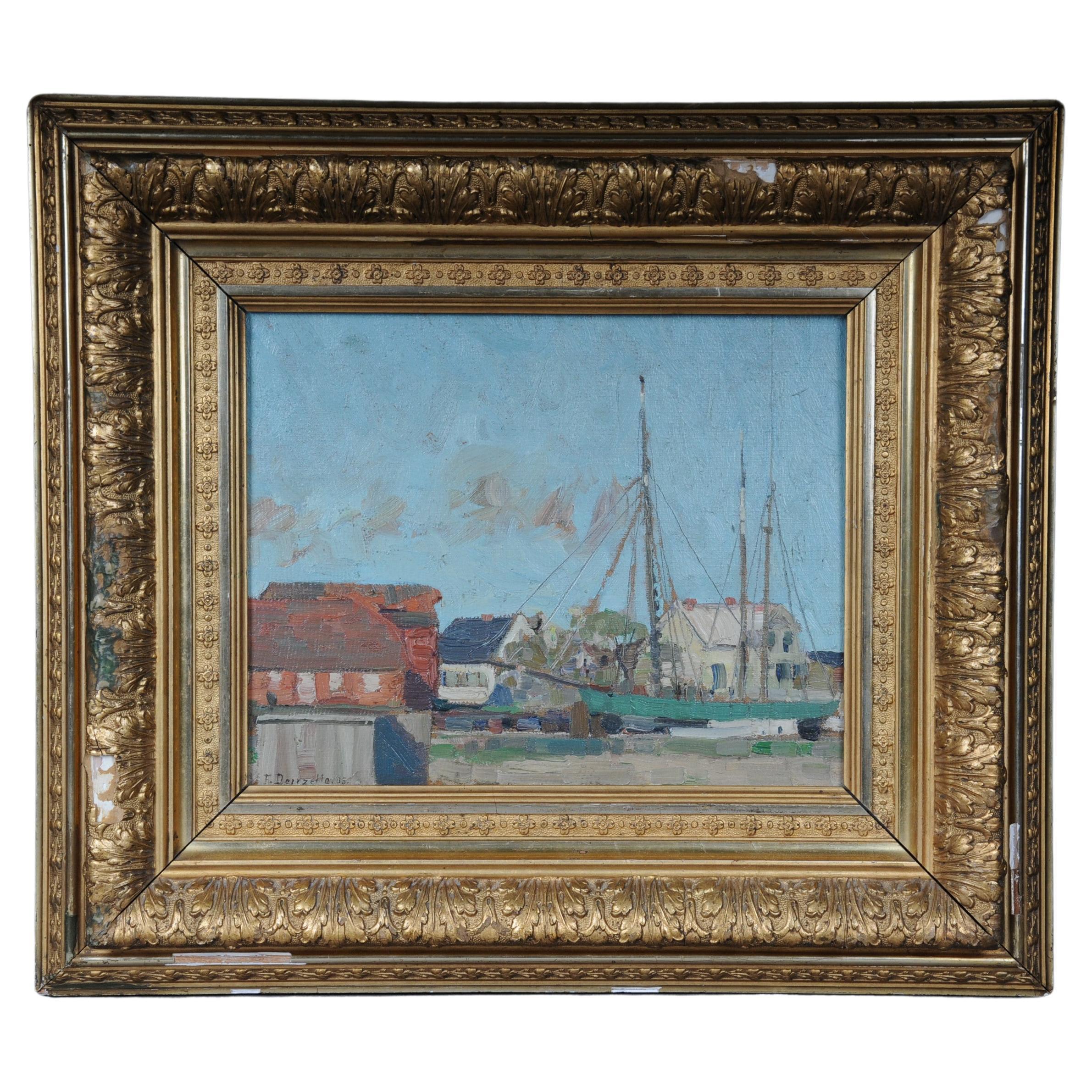 Beautiful Impressionist Oil Painting Signed Fritz Douzette '1878-1955' For Sale