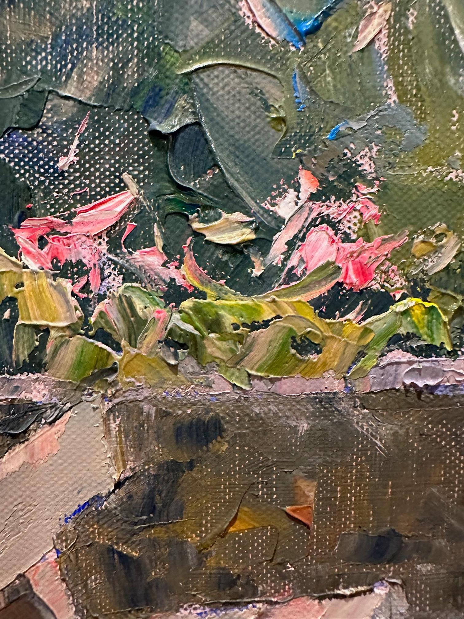 Magnifique peinture impressionniste originale d'un banc au bord de la mer par Pierre Bittar en vente 4