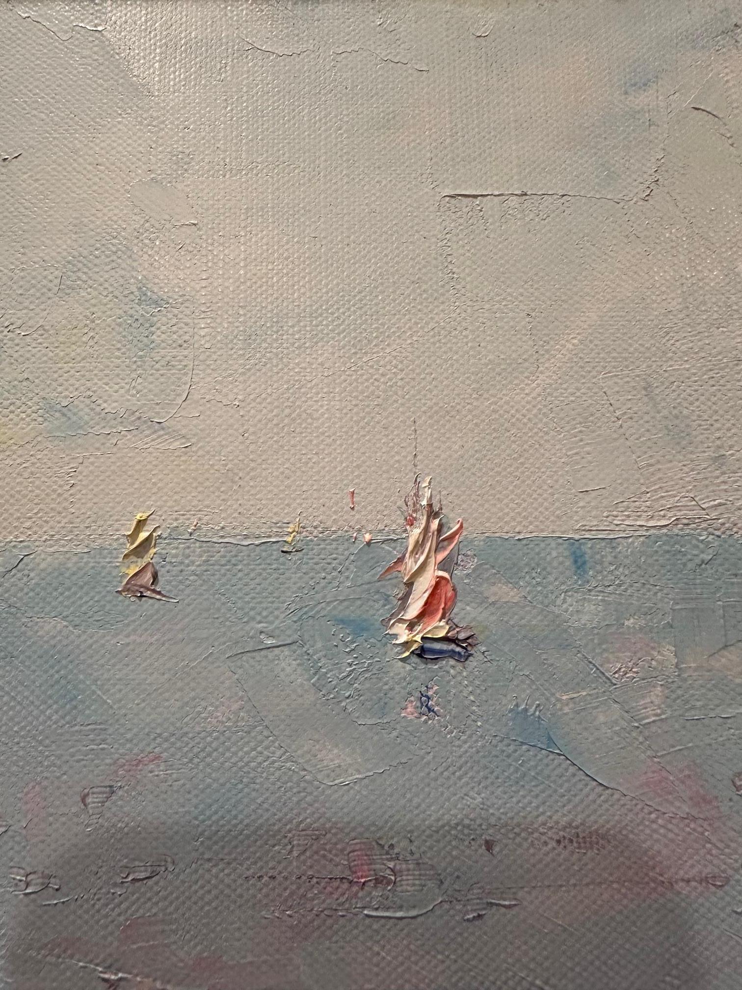 Français Magnifique peinture impressionniste originale d'un banc au bord de la mer par Pierre Bittar en vente