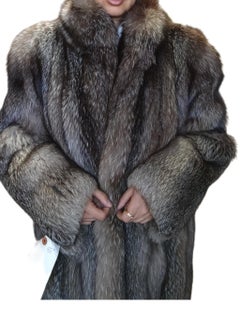 Beautiful Indigo Silver Fox Fur Coat (size 8/S)