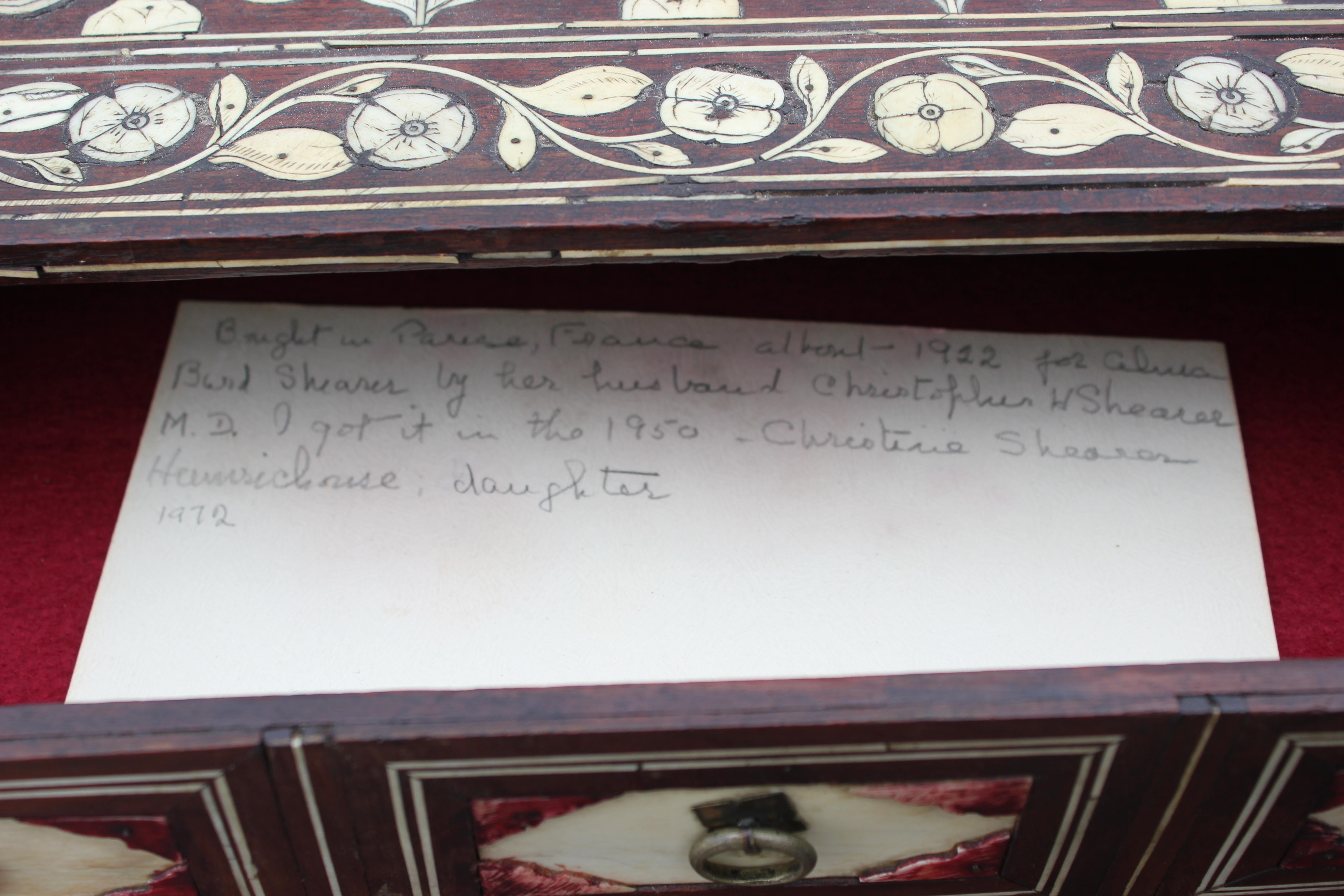 Beautiful Indo-Portuguese Mughal India Bone-Inlaid Fall Front Cabinet Box 5