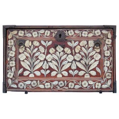 Beautiful Indo-Portuguese Mughal India Bone-Inlaid Fall Front Cabinet Box
