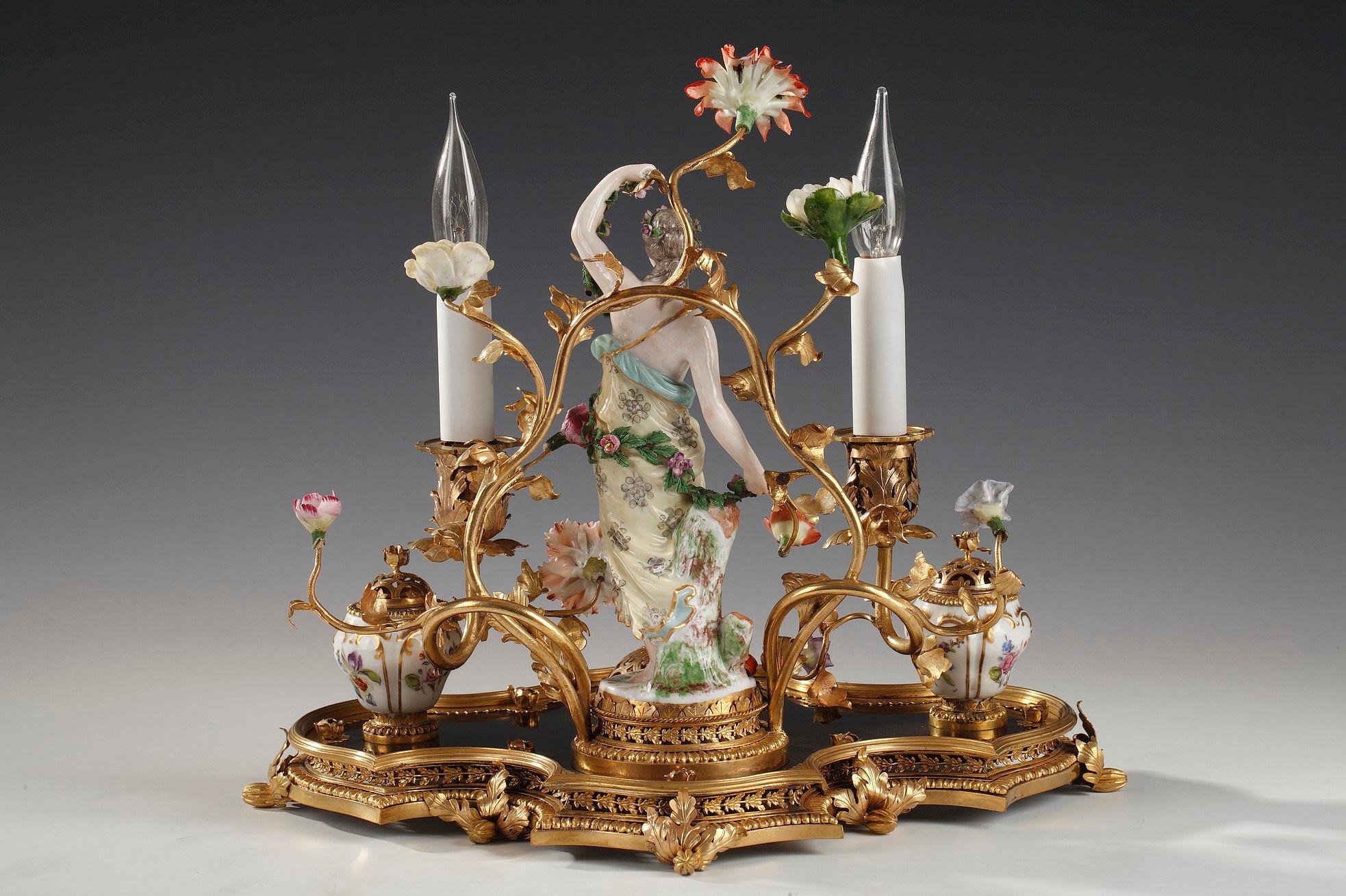 French Porcelain & Bronze Inkwell Attributed to L'Escalier de Cristal, France, c. 1880