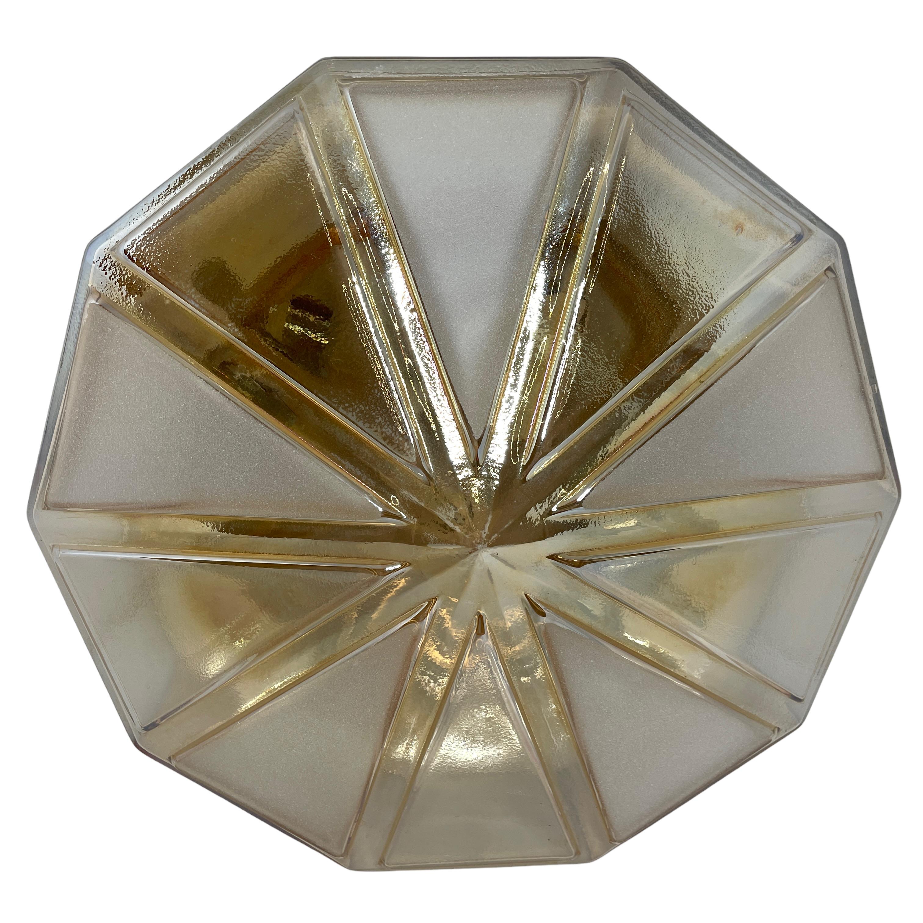 Late 20th Century Beautiful Iridescent Diamond Shape Glass Flush Mount Light, 1970s For Sale
