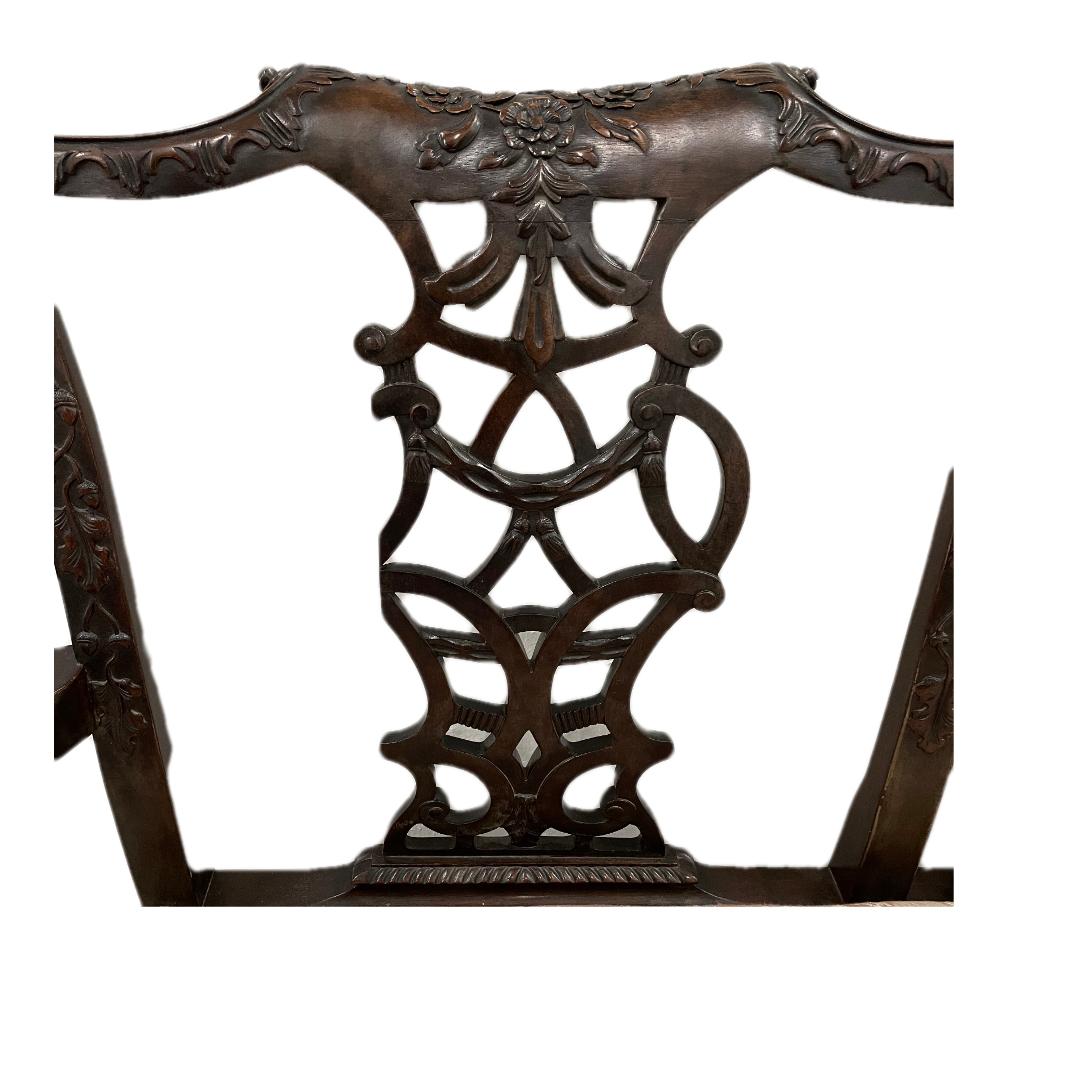 19th Century Irish Carved Settee w/ Ball & Claw Feet For Sale