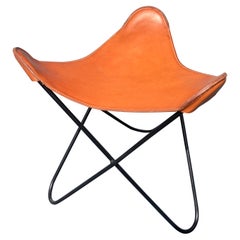 Beautiful Iron and Saddle Leather Stools, Black and Cognac Leather