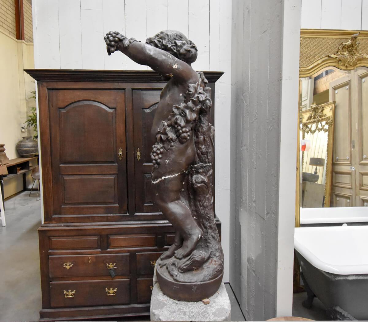 Belgian Beautiful Iron Statue from a Small Boy, 19th Century For Sale
