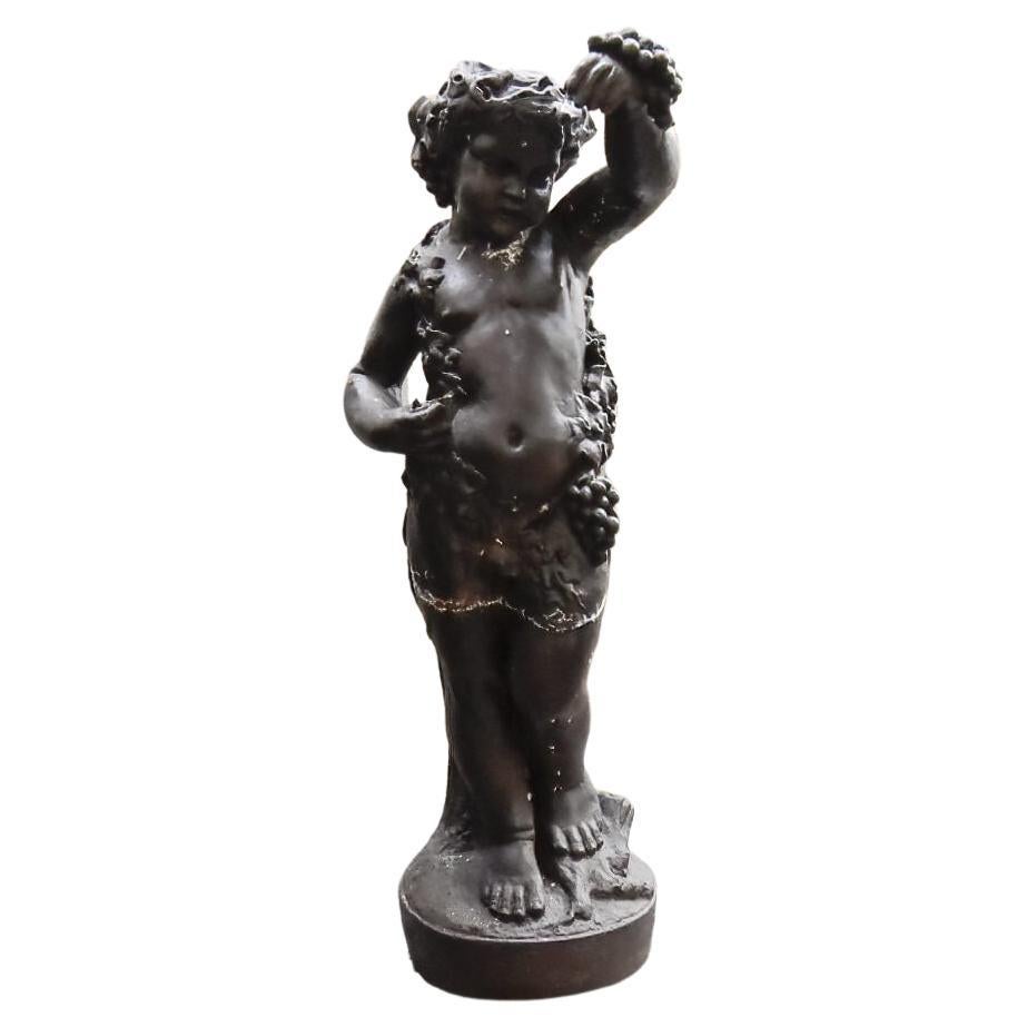 Bellissima statua in ferro di un bambino, XIX secolo in vendita