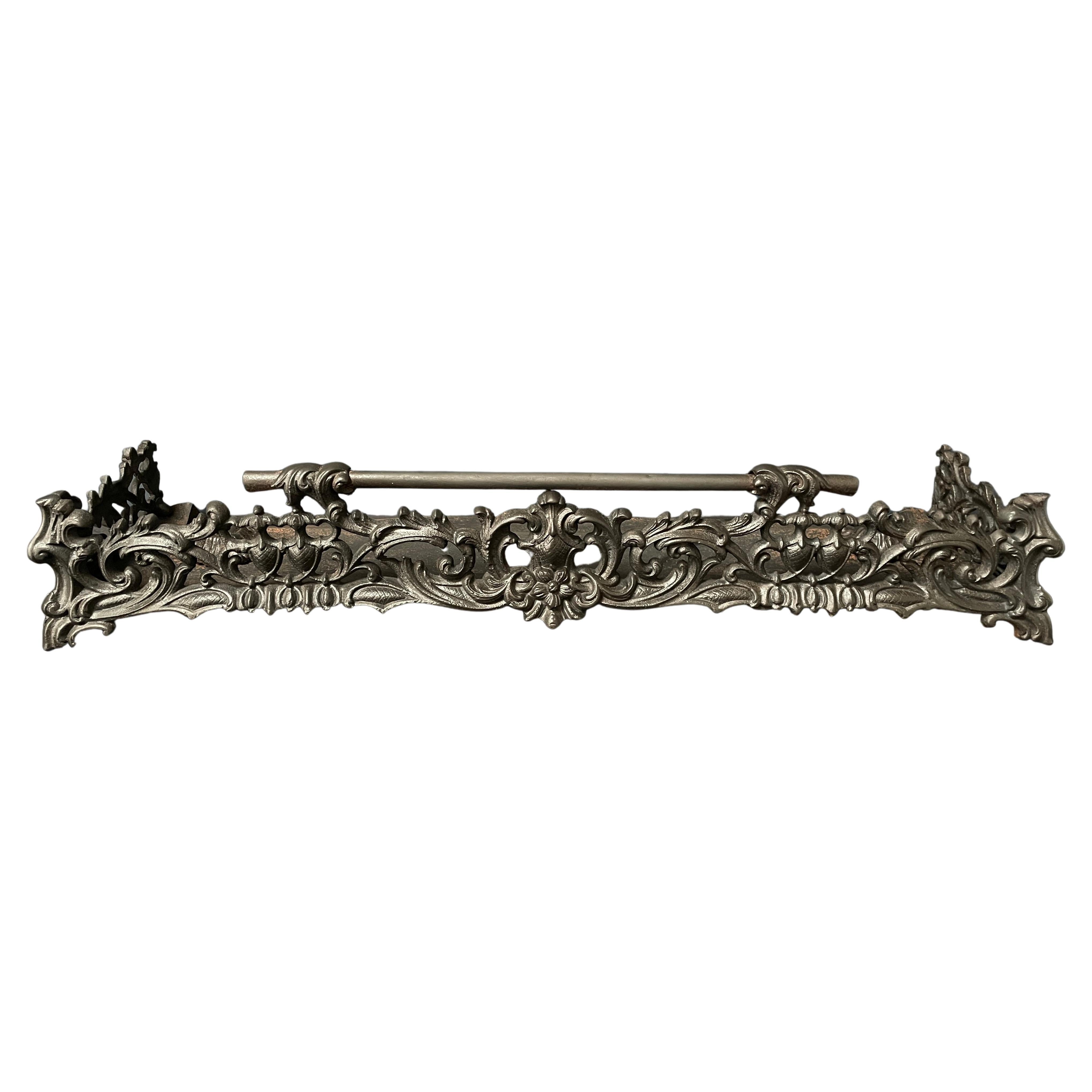 Beautiful Iron 19th Century French Fireplace Fender For Sale