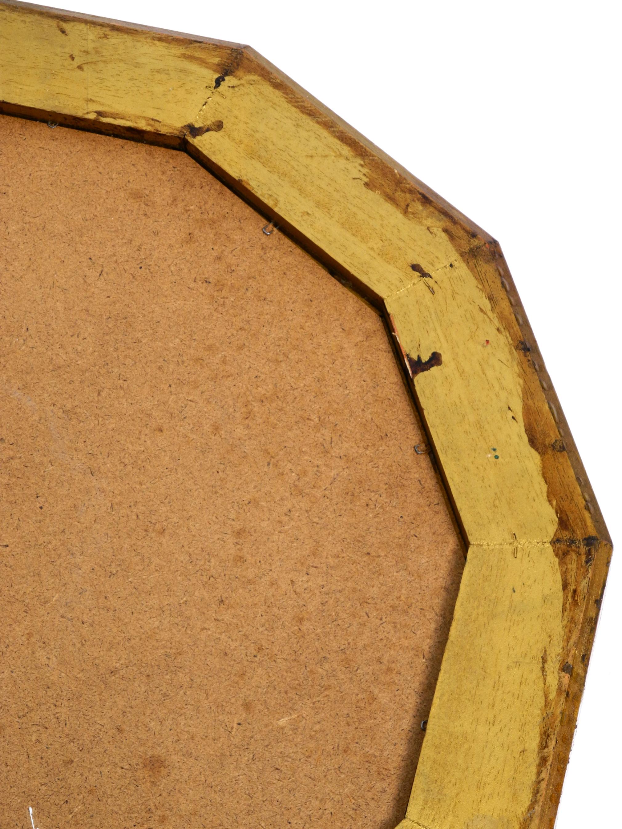 Beautiful Italian 12 Sided Gold-Plated Wall Mirror with Facet Cut from the 1960s 4