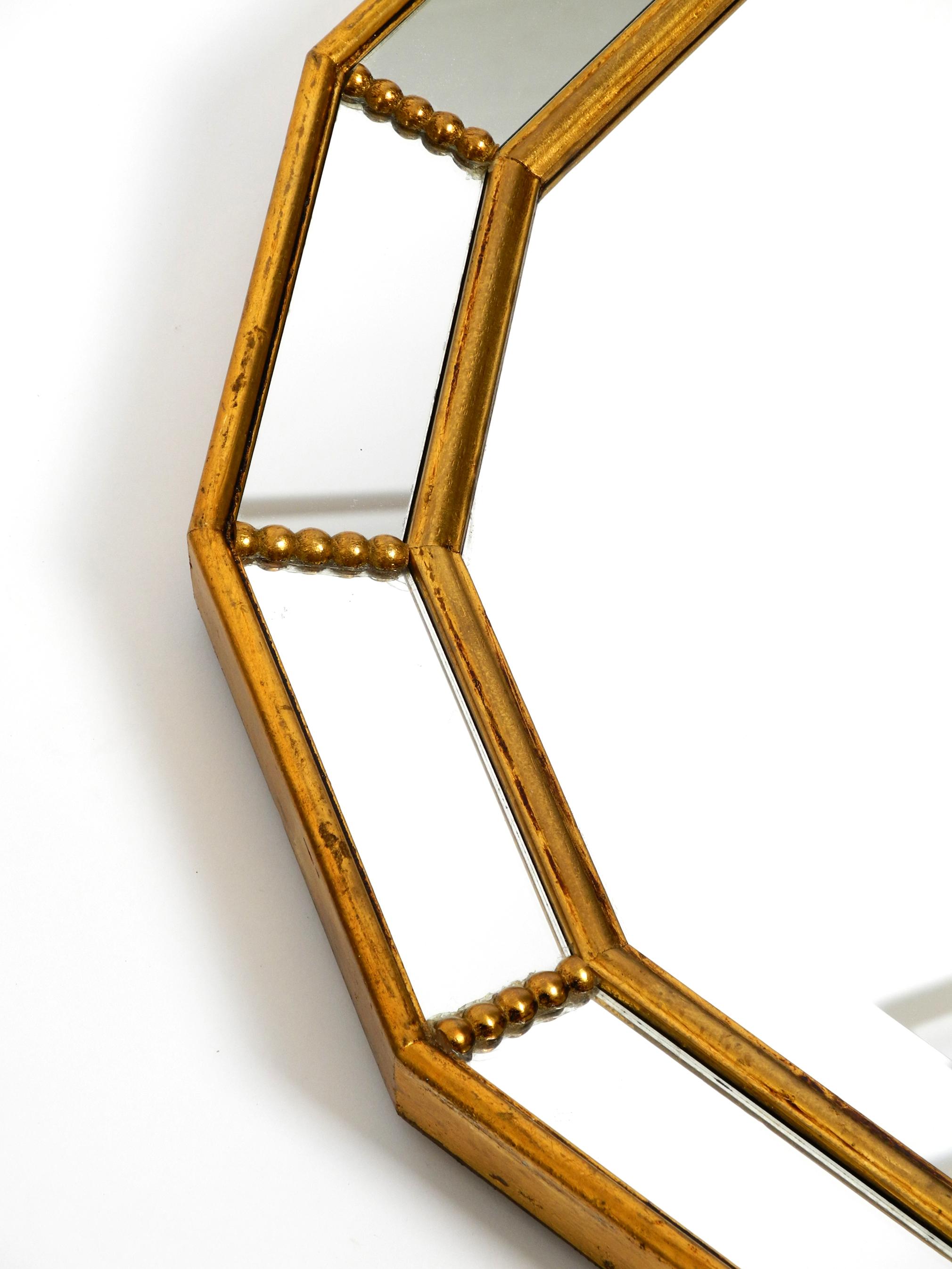 Beautiful Italian 12 Sided Gold-Plated Wall Mirror with Facet Cut from the 1960s 9