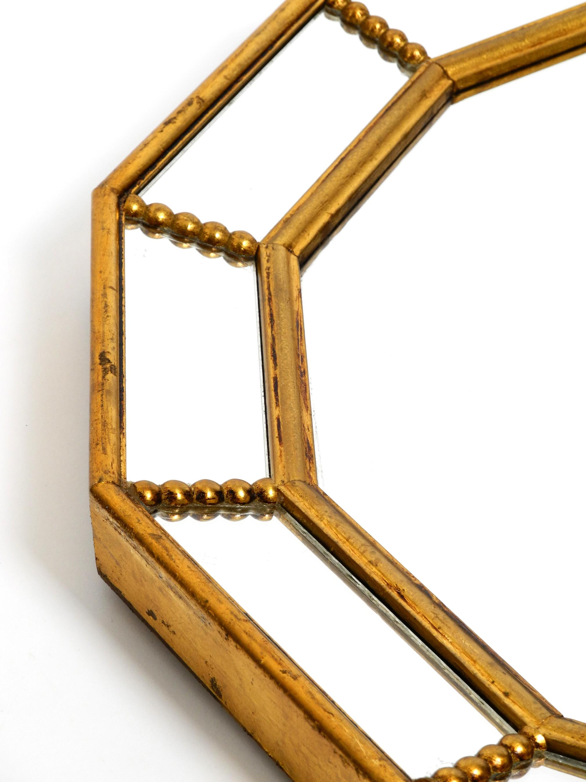 Beautiful Italian 12 Sided Gold-Plated Wall Mirror with Facet Cut from the 1960s 10