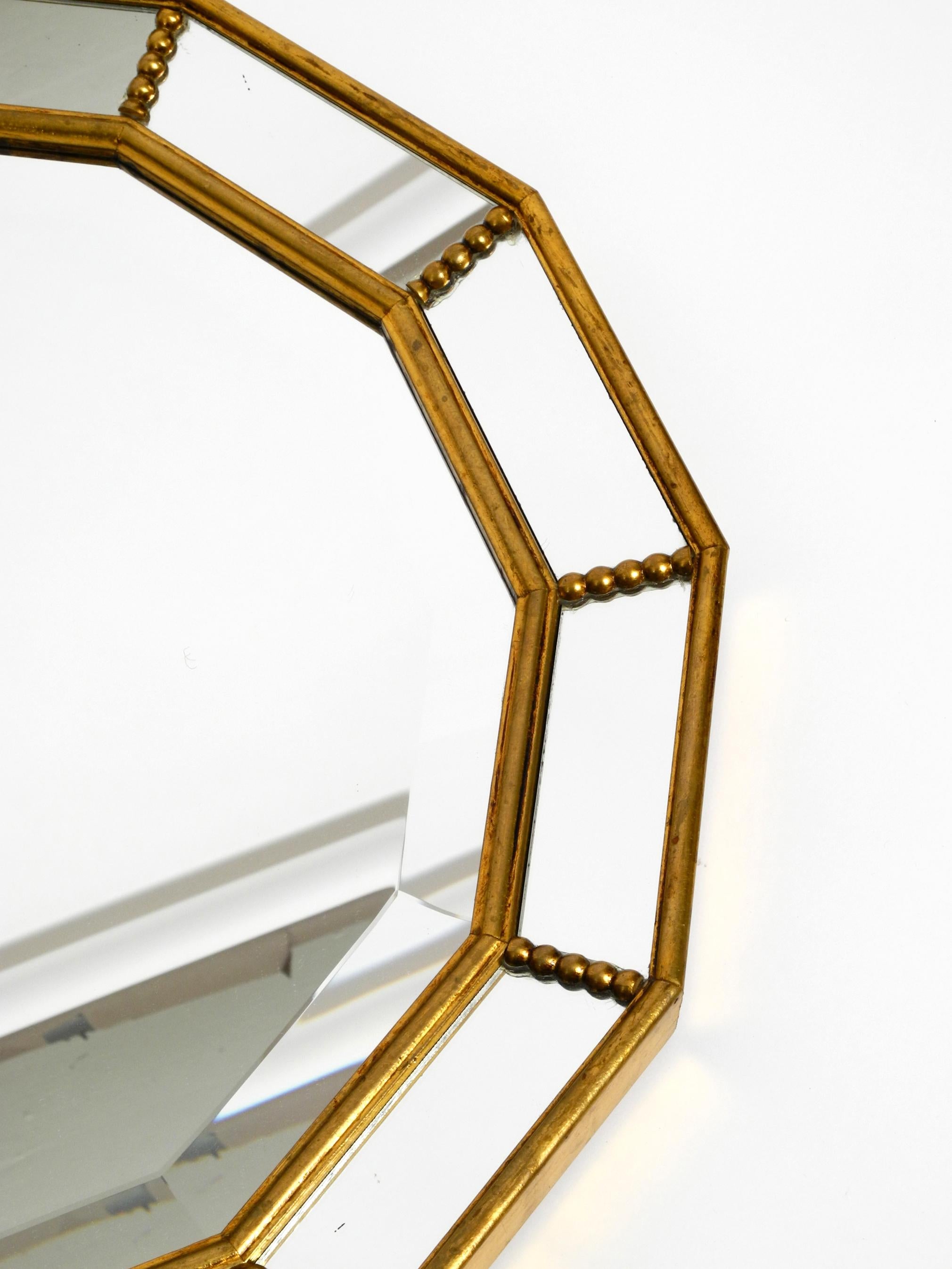 Beautiful Italian 12 Sided Gold-Plated Wall Mirror with Facet Cut from the 1960s 11